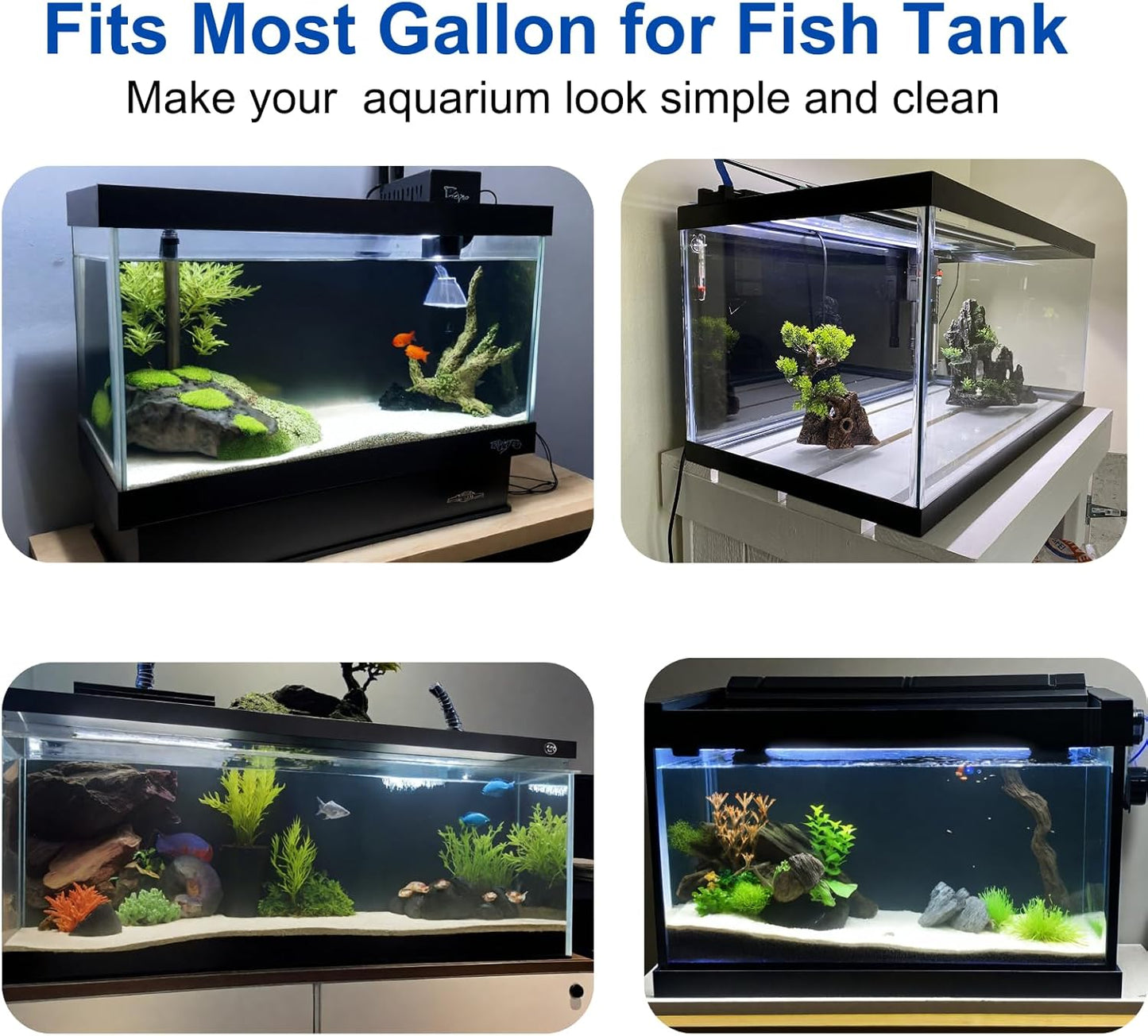 ELEBOX Aquarium Background Blue Black Fish Tank Background Picture 2 Sides Fish Backdrop for Aquarium Wallpaper 12"x 32"