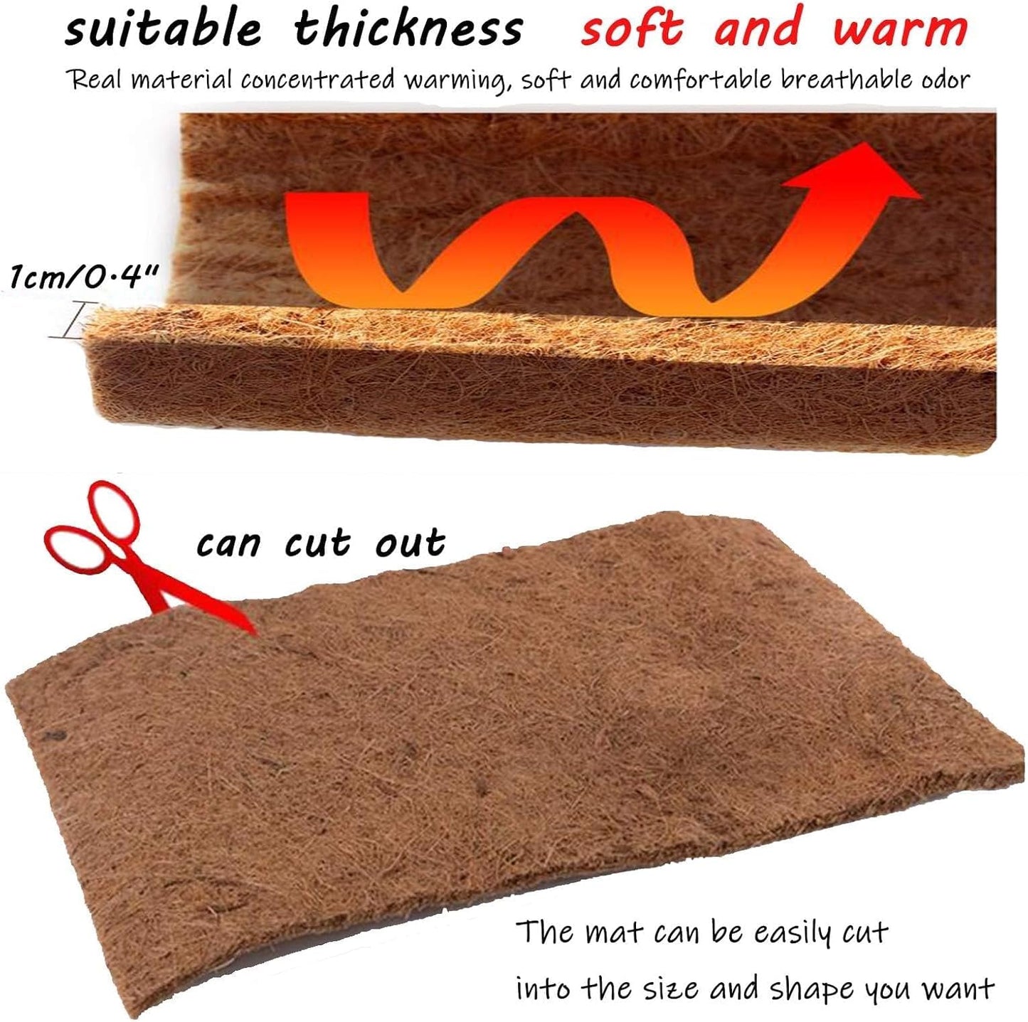 Hamiledyi Reptile Carpet 157" L x 16" W Natural Coconut Fiber Tortoise Carpet Mat for Pet Terrarium Liner Reptile Supplies for Lizard Snake Chameleon Turtle Bedding Bunny Rabbit Mat