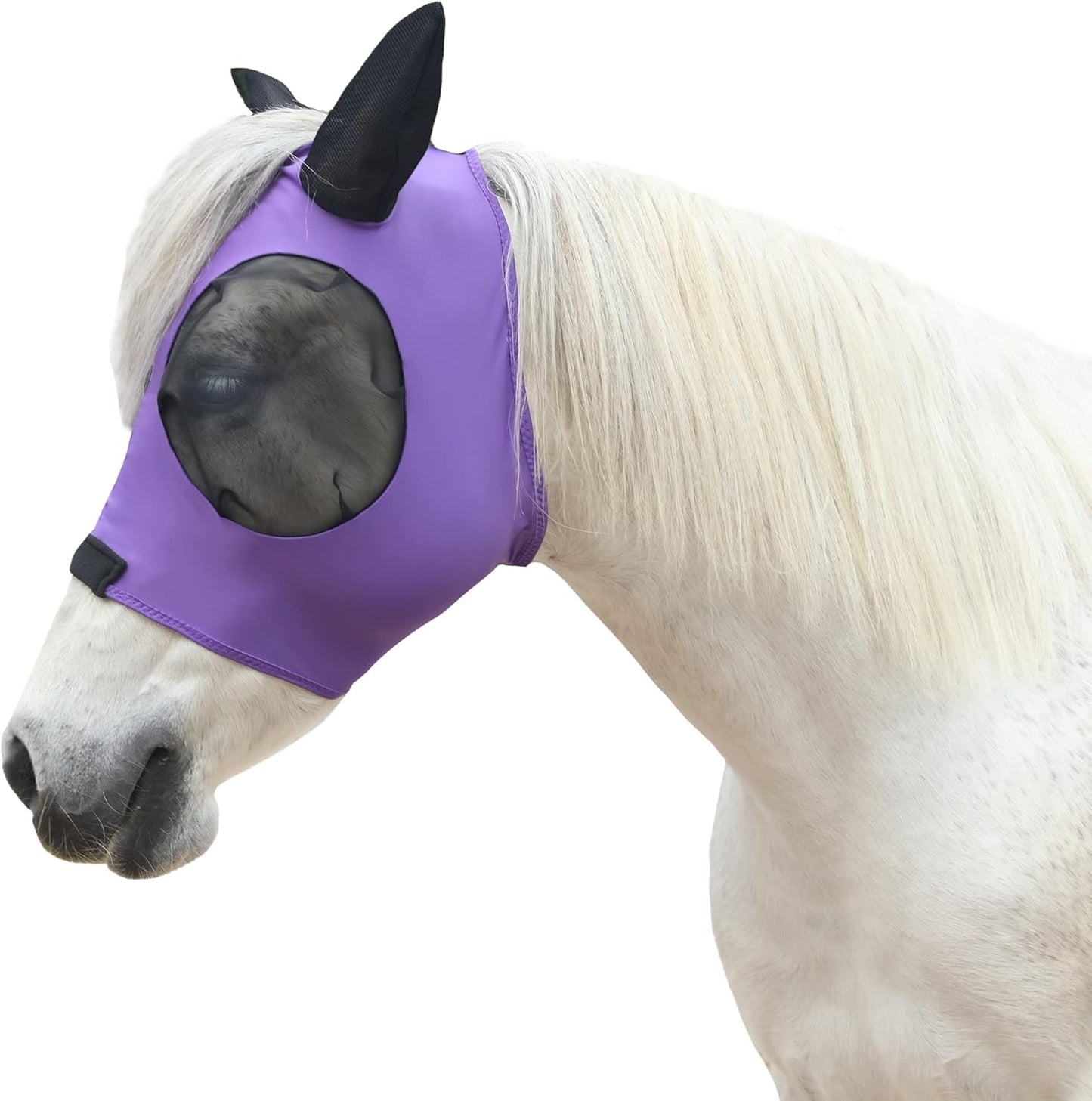 Horse Mesh Fly Mask with Ears, Soft Lycra Mesh Mask Anti-UV with Ears Violet, Pony