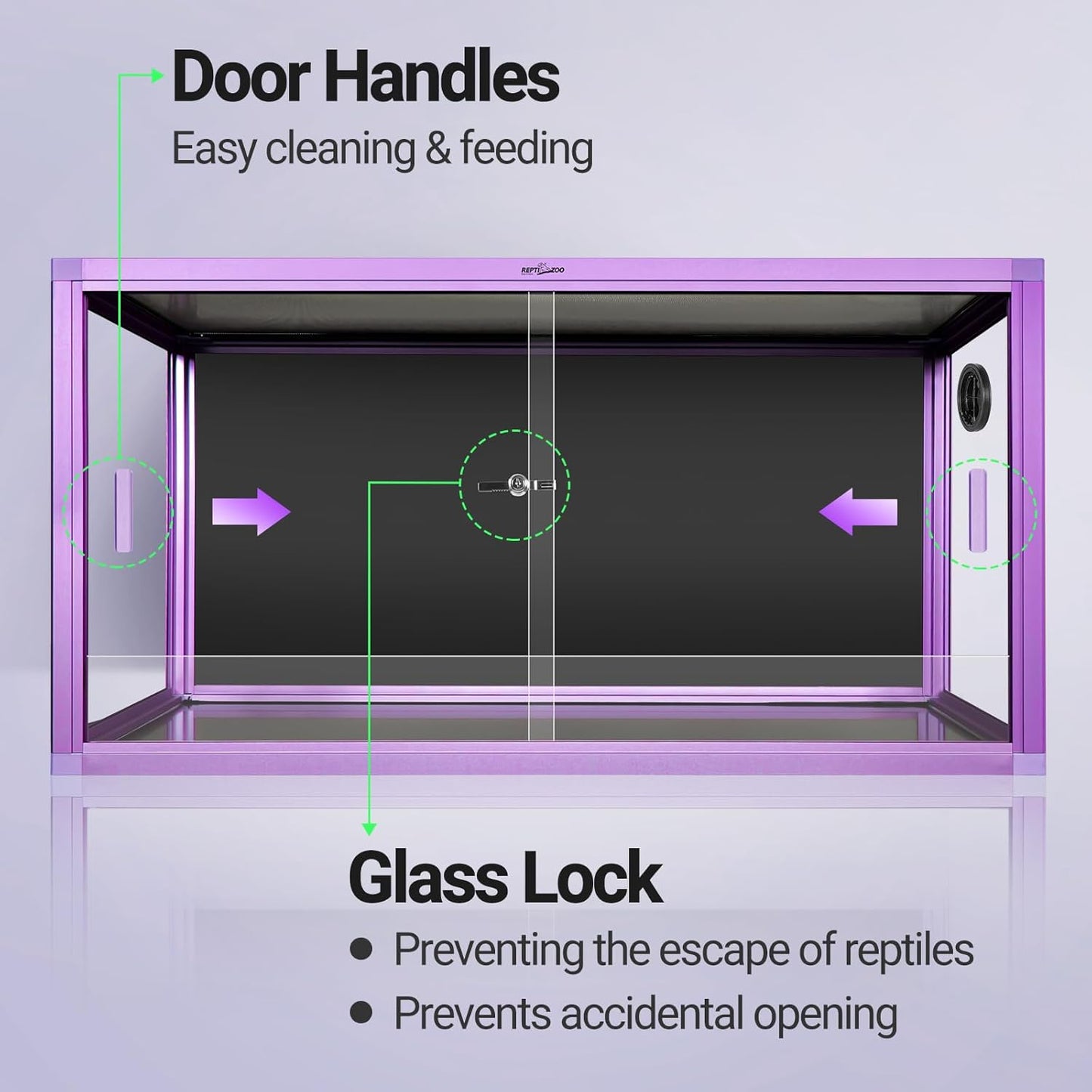 REPTI ZOO 50 Gallon Reptile Terrarium, 36" x 18" x 18" Light Weight Reptile Enclosure, Colored Reptiles Tank with Tempered Glass Door, Large Habitat for Bearded Dragon, Snake, Lizard, Gecko-Purple