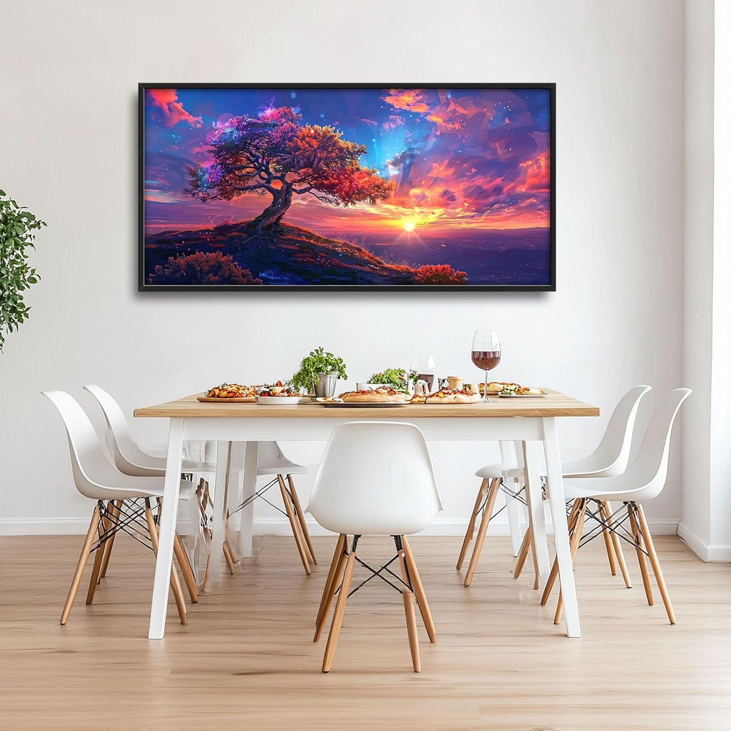 Quorin Tree Large Wall Art Sunset Mountain Landscape Pictures Red Tree of Life Wall Decor Nature Canvas Print Painting Artwork for Bathroom Living Room Bedroom 60L x 30W