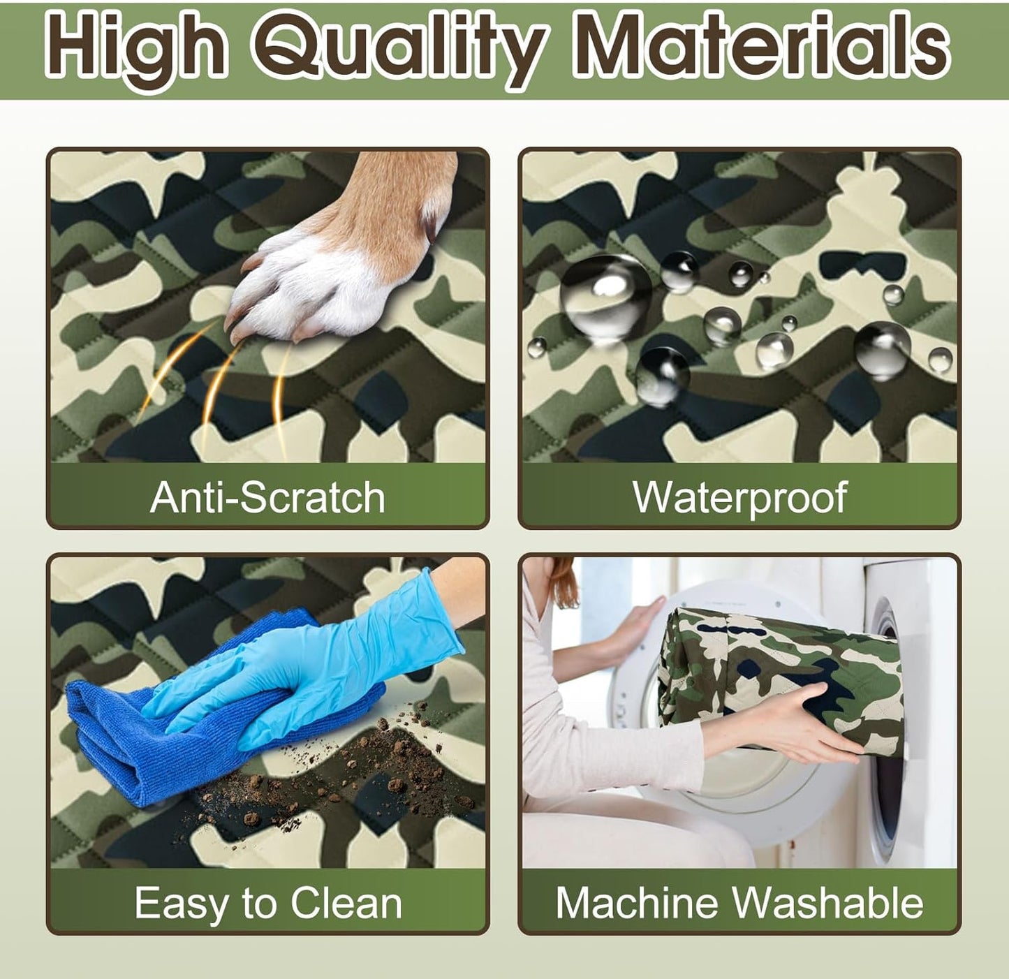 Dog Car Seat Cover, Durable Waterproof Scratch Proof Nonslip Dog Hammock, Pet Back Seat Covers with Pocket for Cars SUVs and Trucks - S, Camouflage