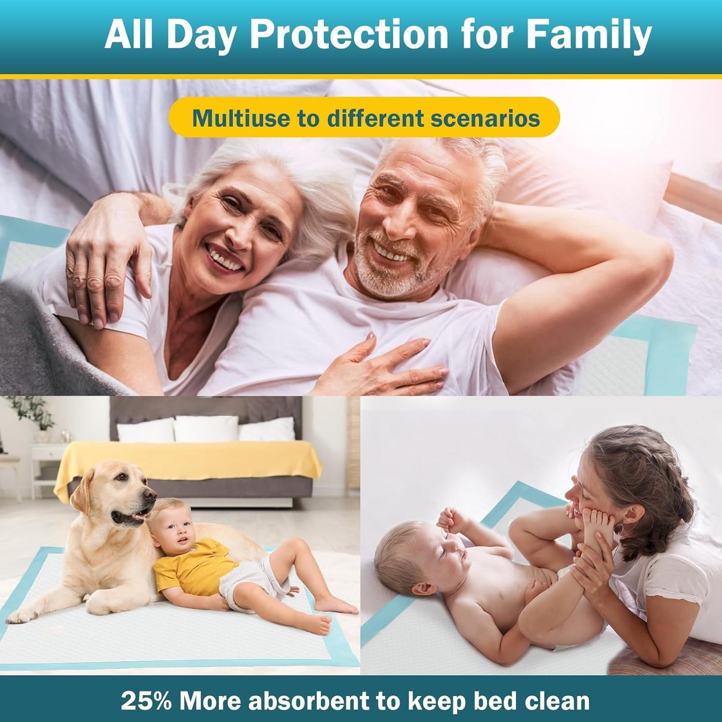 Bed Pads with Adhesive Strip 30"x36" Thicken Elderly Adults Incontinence Underpads Disposable,Heavy Duty Absorbent Chucks Waterproof,XL Extra Large Puppy Pee Training Pad[10 Pads]