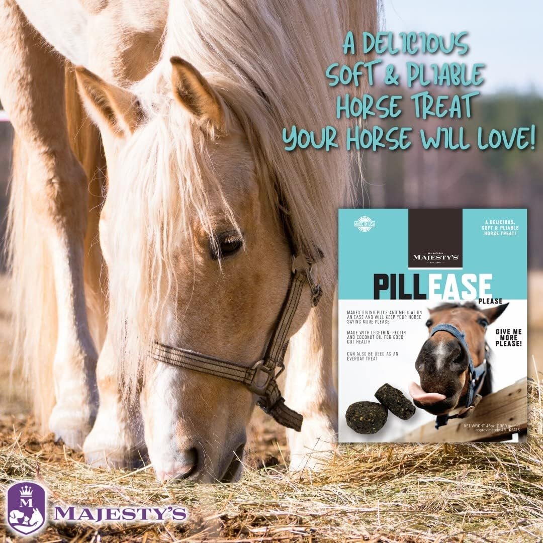 Majesty's PillEase Horse Treats | A Delicious Soft and Pliable No Bake Cookie Horse Treat | Makes Giving Pills & Medication Easy | Made in The USA - 48 Wafers