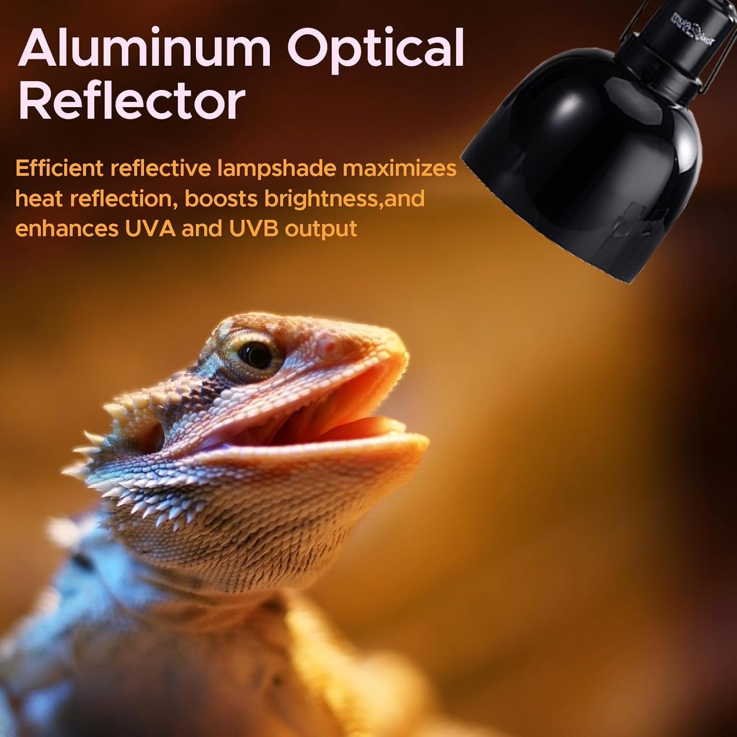 Reptile Light Fixture, 2-Pack 5.5-Inch Deep Dome Lamp Caps with Optical Reflection Cover, Heat-Resistant Design for Reptile Enclosures, Terrariums, and Amphibian Habitats