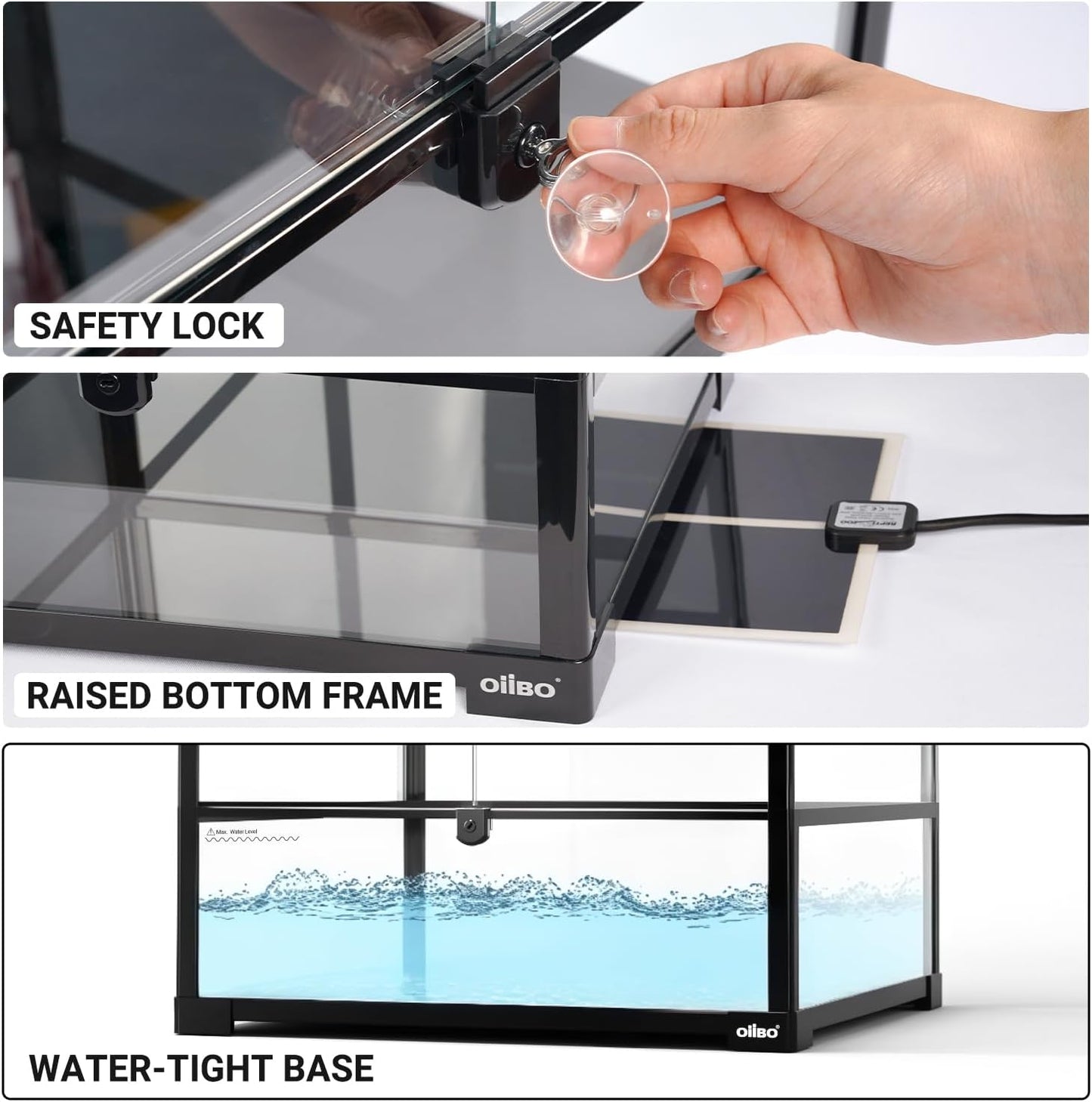 Oiibo 18" x 18" x 24" Glass Reptile Terrarium, Knock-Down Rainforest Reptile Habitat Tank with Front Opening Doors & Top Screen Ventilation, 30 Gallon Vertical Terrarium
