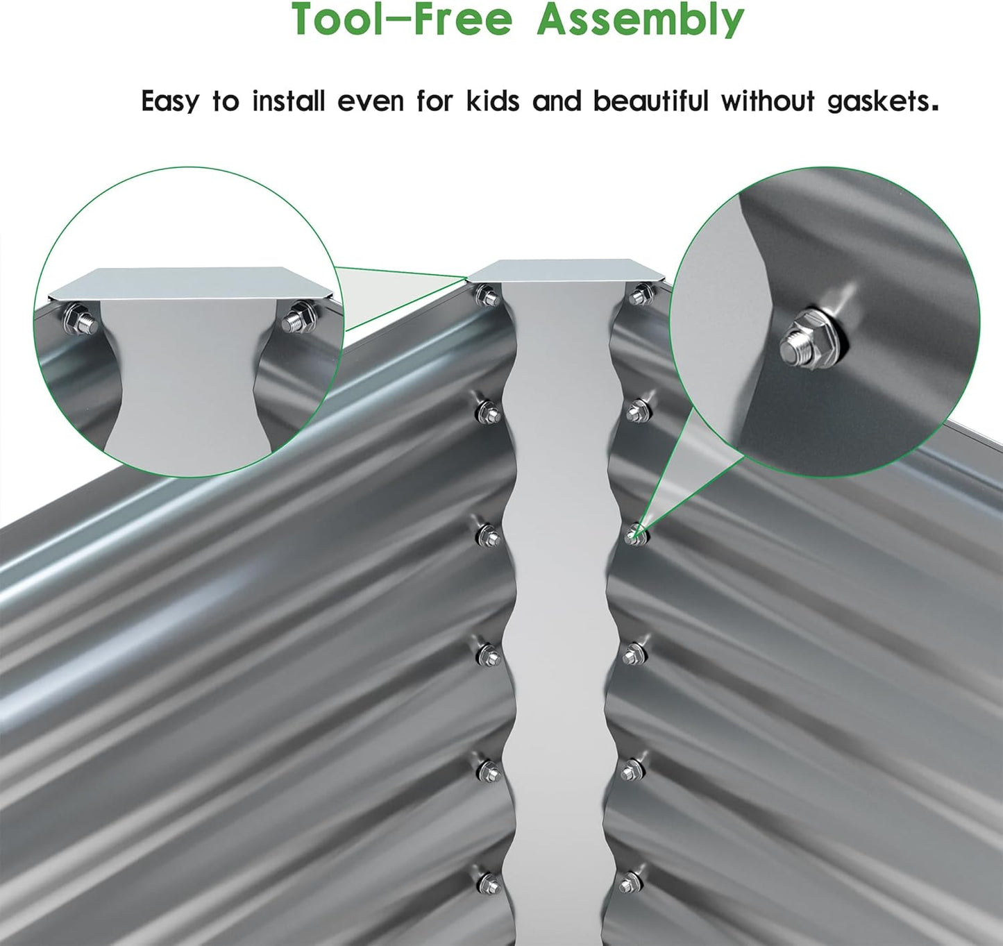 EKX 4x2x2FT Galvanized Raised Garden Bed, Raised Garden Bed Kit-Metal Planter Box Outdoor,Planting for Vegetables, Fruits,Herbs, Flowers-Slive