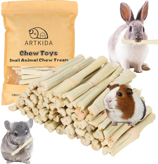 2.7lb Sweet Bamboo Sticks for Rabbits Chew Sticks Toys Guinea Pig Hamster Chinchilla Molar Treats Snacks, Natural Teeth Grinding Toys