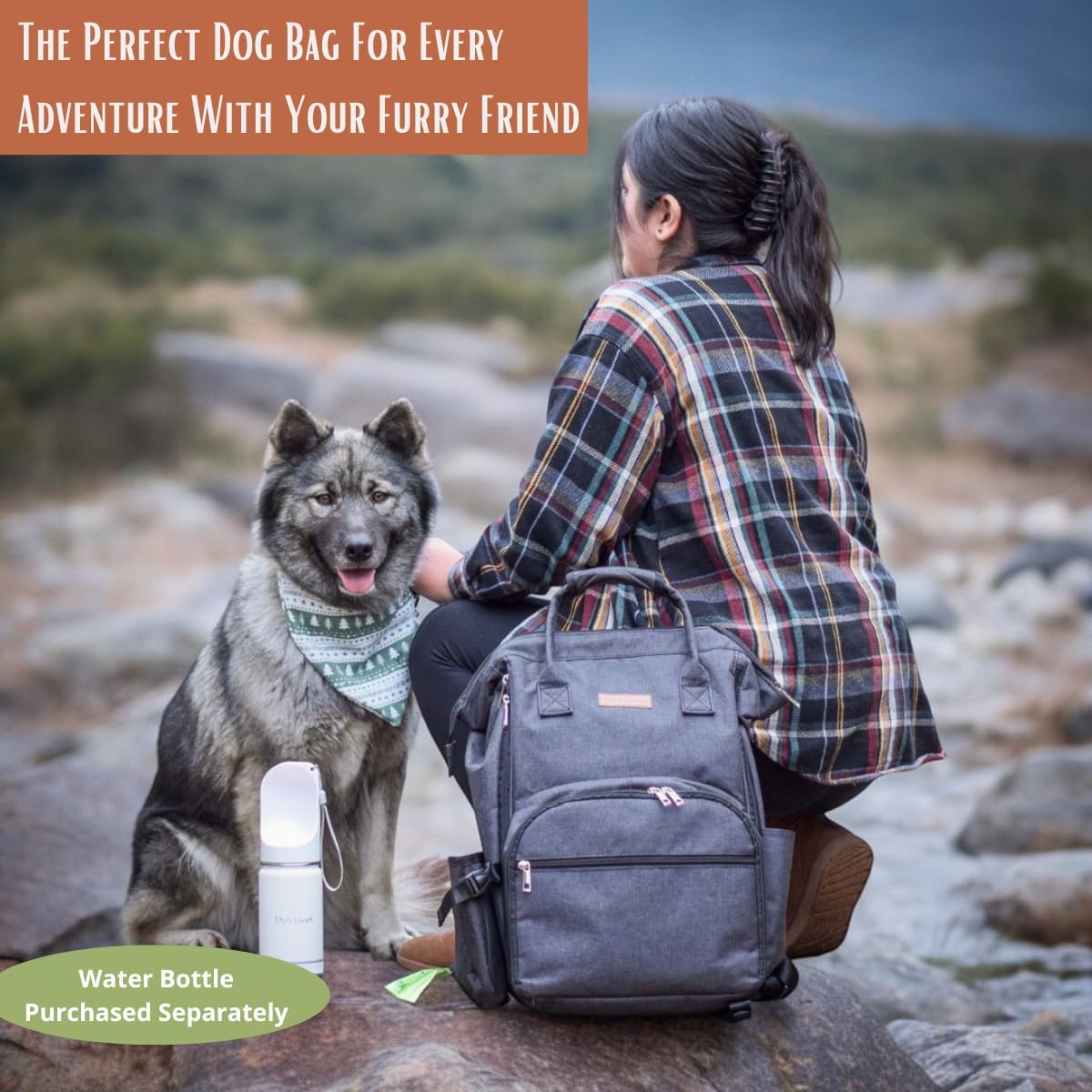 Tito's Closet Dog Travel Bag Includes Dog Travel Accessories 2-Pack Dog Travel Bowl, 2 Dog Food Containers, Dog Treat Bag (Black), DB2024