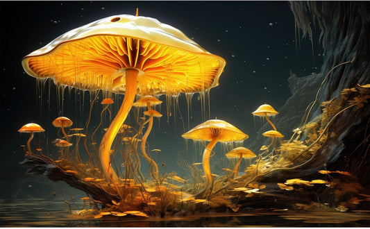 Fantasy Mushrooms Aquarium Background Fantasy Mushroom in Magical Enchanted Fairy Tale Stream Reptile Tank Enclosure Terrarium Backgrounds Mushroom Theme Landscape Fish Tank Backgrounds 30x12in
