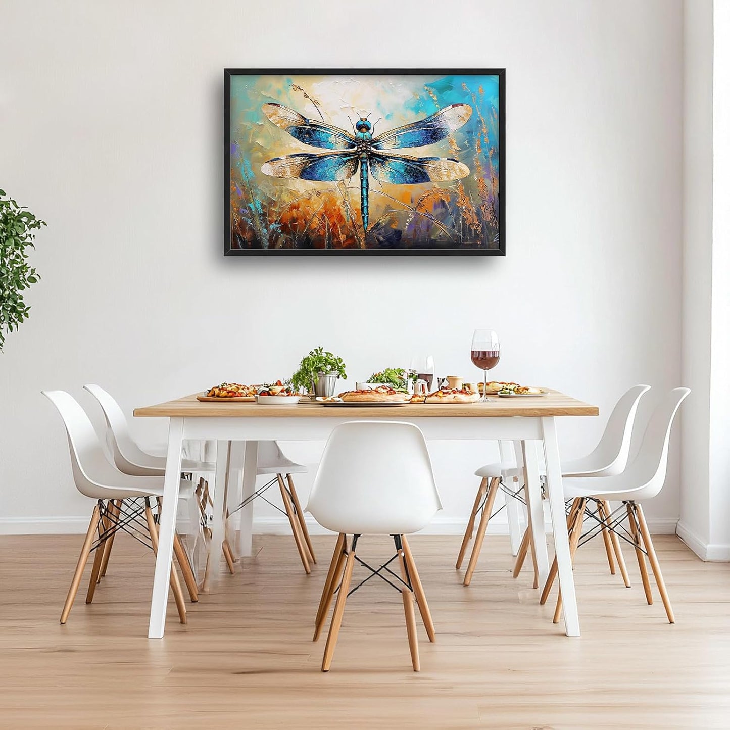 Quorin Dragonfly Large Wall Art Abstract Dragonfly Pictures Wall Decor Colorful Canvas Print Painting Artwork for Bathroom Living Room Bedroom 36L x 24W