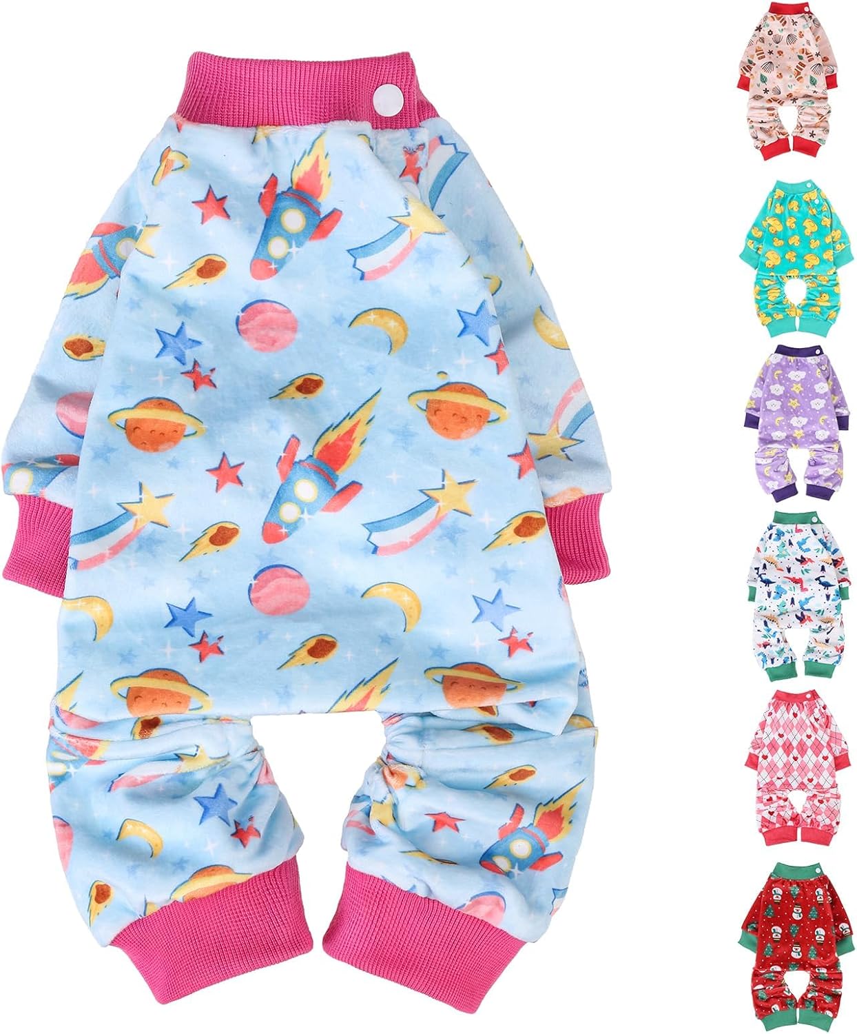 BEAUTYZOO Dog Pajamas Medium Sized Dog, Summer Doggie Pajamas for Boy Girl, Soft Strechy Cotton Puppy Pjs Jammies Onesies for Men Women, Pet Jumpsuit Body Suit Cat Apparel Clothes, Blue M