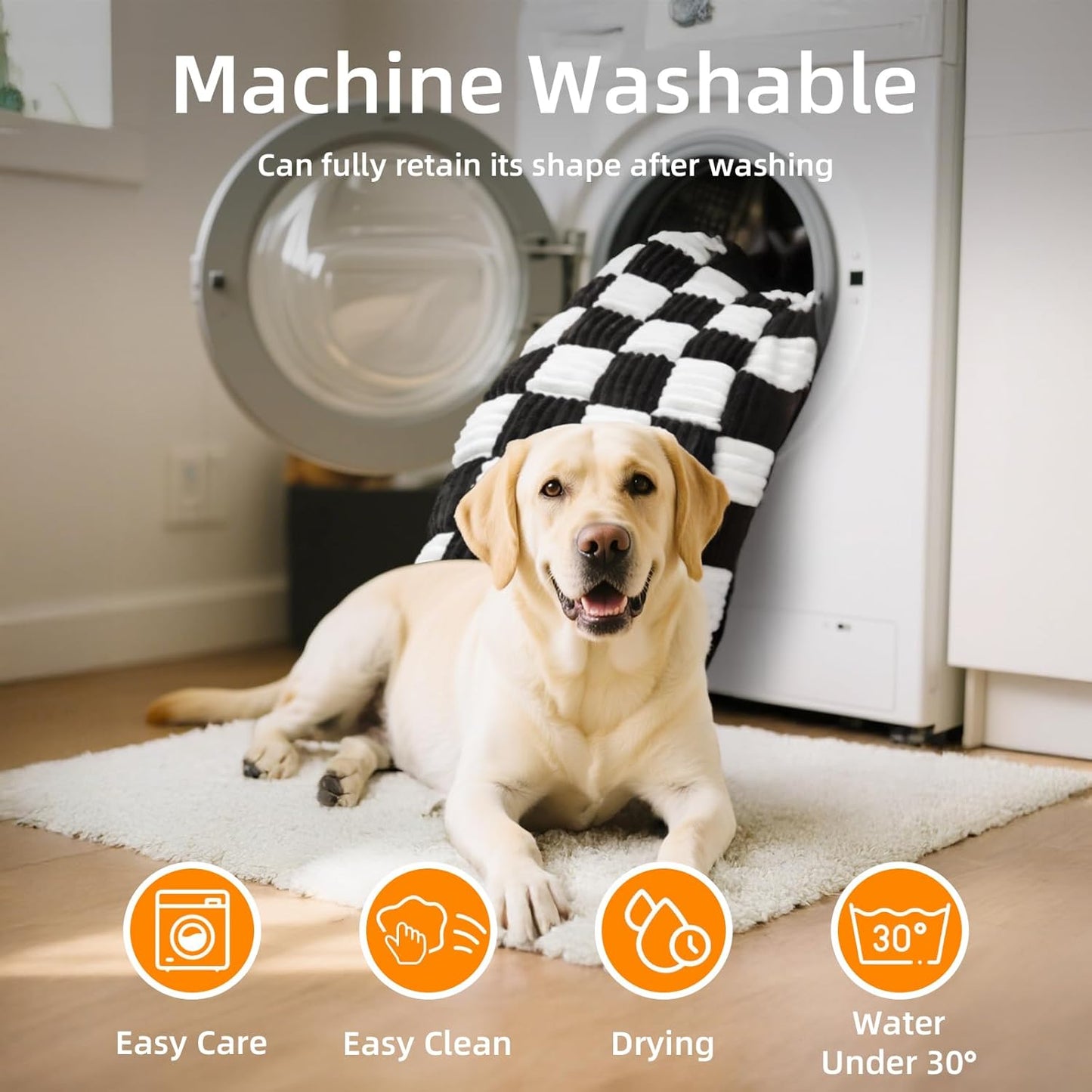 Dog Car Seat Cover for Back Seat, Plaid Backseat Pet Bed Mat, Non-Slip Travel Dog Bed for Backseat Extenders, 24.8" x 54", Black and White