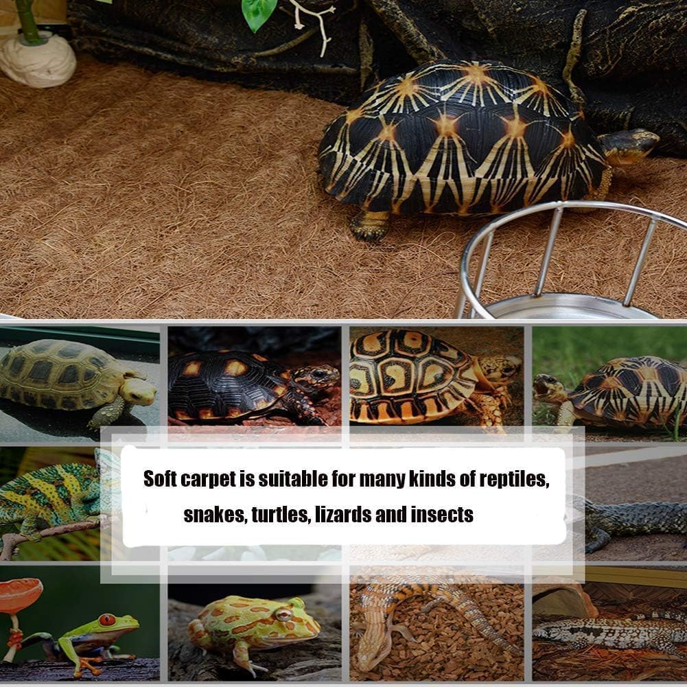 Hamiledyi Reptile Carpet Natural Coconut Fiber Tortoise Carpet Mats for Pet Terrarium Liner Reptile Supplies for Lizard Snake Chameleon Turtle Bedding Bunny Rabbit Mat (4 x Sheets)