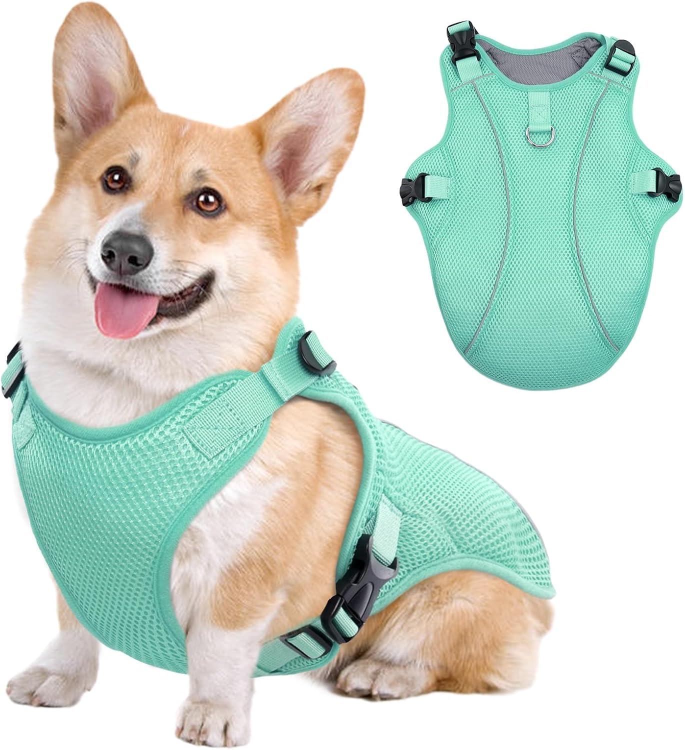Kuoser Dog Cooling Vest, Pet Cooler Coat, Breathable Doggie Cool Jackets for Medium Dogs, Reflective Cooling Harness, Puppy Summer Essentials Green L