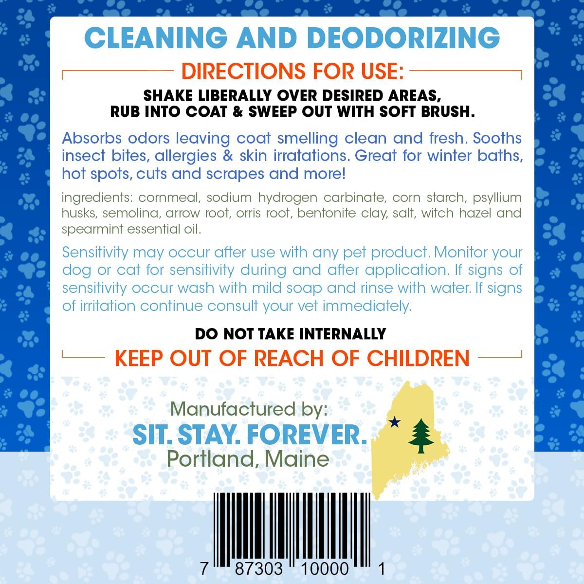 Sit. Stay. Forever. Dry Shampoo for Dogs & Cats – Organic Dry Bath Powder, Talco para Perros, Hypoallergenic, Odor Control for Smelly Dogs, No-Rinse, Anti-Itch, Safe & Natural, Made in The USA, 7 oz