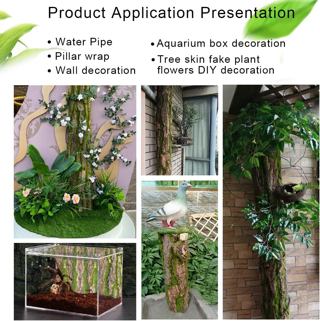 PINVNBY Reptile Terrarium Cork Background, Bearded Dragon Tank Bark Backdrop Wall Decor with Artificial Moss for Gecko Lizard Tortoise Frog Chameleon(4 Pack)