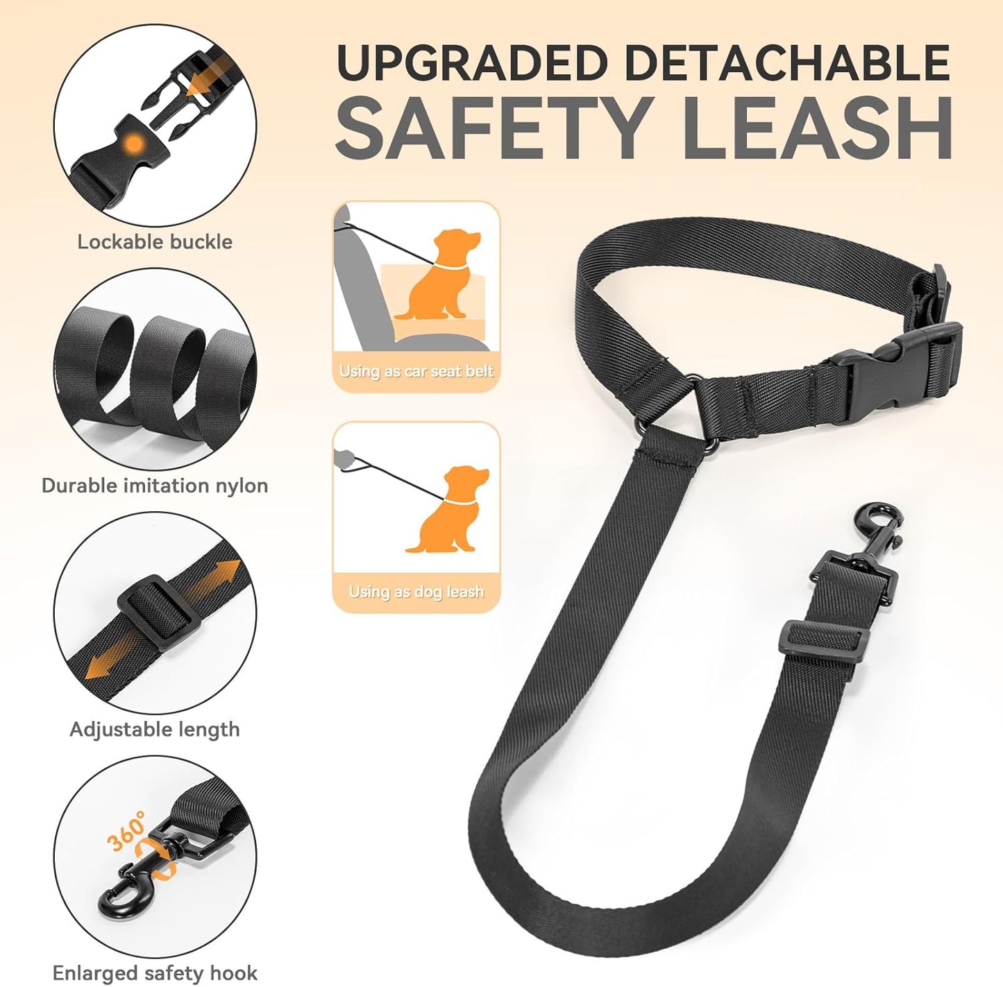 PETSFIT Dog Car Seats for Small Dogs, Soft Foam Dog Booster Seat with Patented Safety Buckles, Storage Pockets and Detachable Clip-On Safety Leash, Dog Car Seat for Medium Dogs 30 LBS (Black)