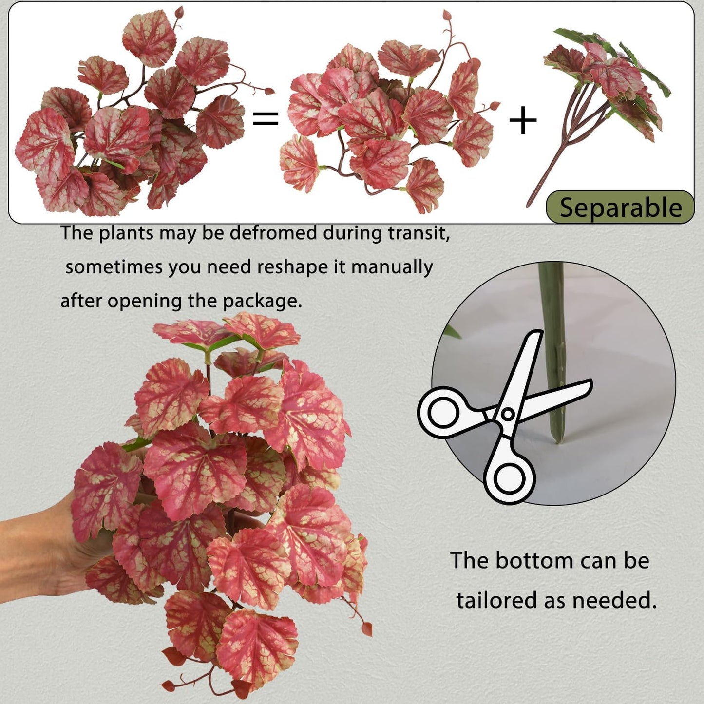 IBWell Fake Reptile Plants for Terrarium, Decor, Turtle Tank with Suction Cup