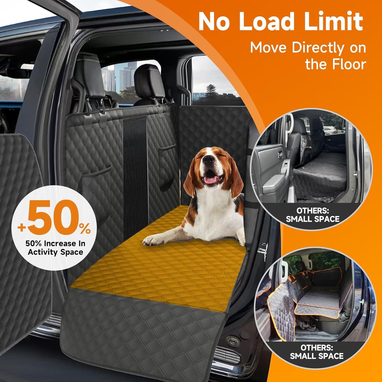 XL Dog Truck Seat Cover with Car Door Protector, for Trucks with Flip Up Rear Seats, Waterproof Full Coverage Dog Seat Cover for Full Size Crew Cab Trucks F150 F250