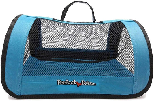 Tote for Lifelike Stuffed Interactive Pet Dogs and Cats, Nylon and Mesh Carrier for Pet Animals,Zippered Carrying Case Accessory-Blue