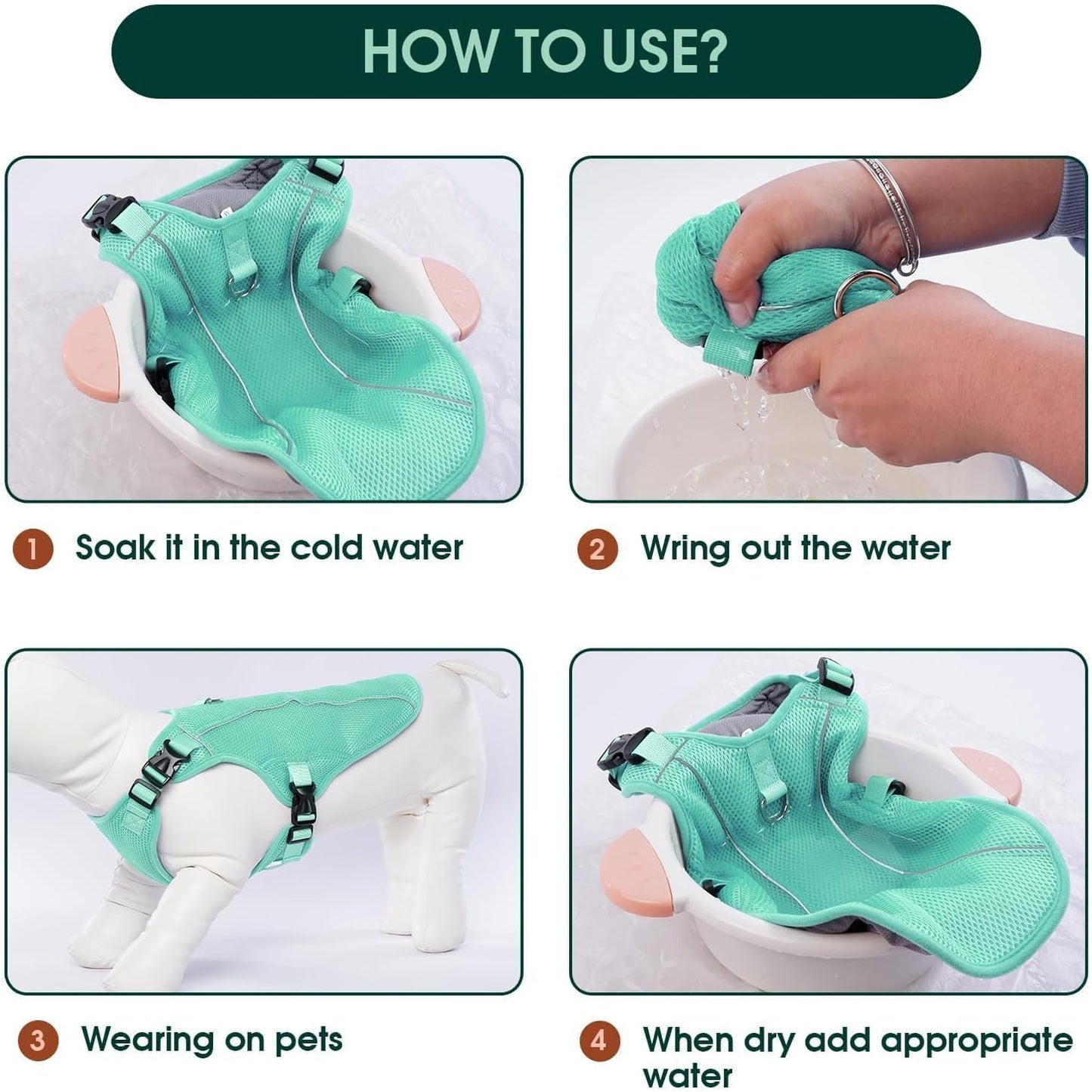 Kuoser Dog Cooling Vest, Puppy Cooling Coat,Breathable Cool Coat for Medium Dogs, Pet Jackets Reflective Summer Essentials Green M