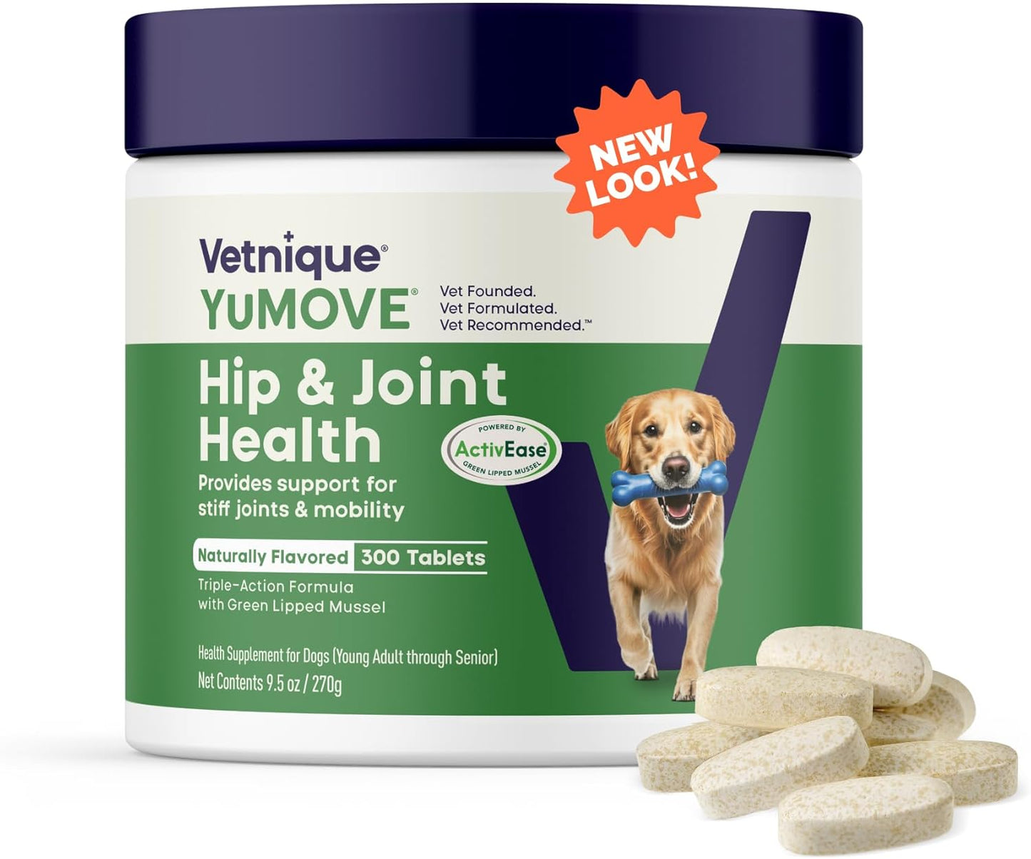YuMOVE Hip & Joint Supplement for Dogs with Glucosamine, Hyaluronic Acid, Green Lipped Mussel & Omega 3 Joint Supplement - Regular or Advanced Strength (300ct, Chewable Tablets)