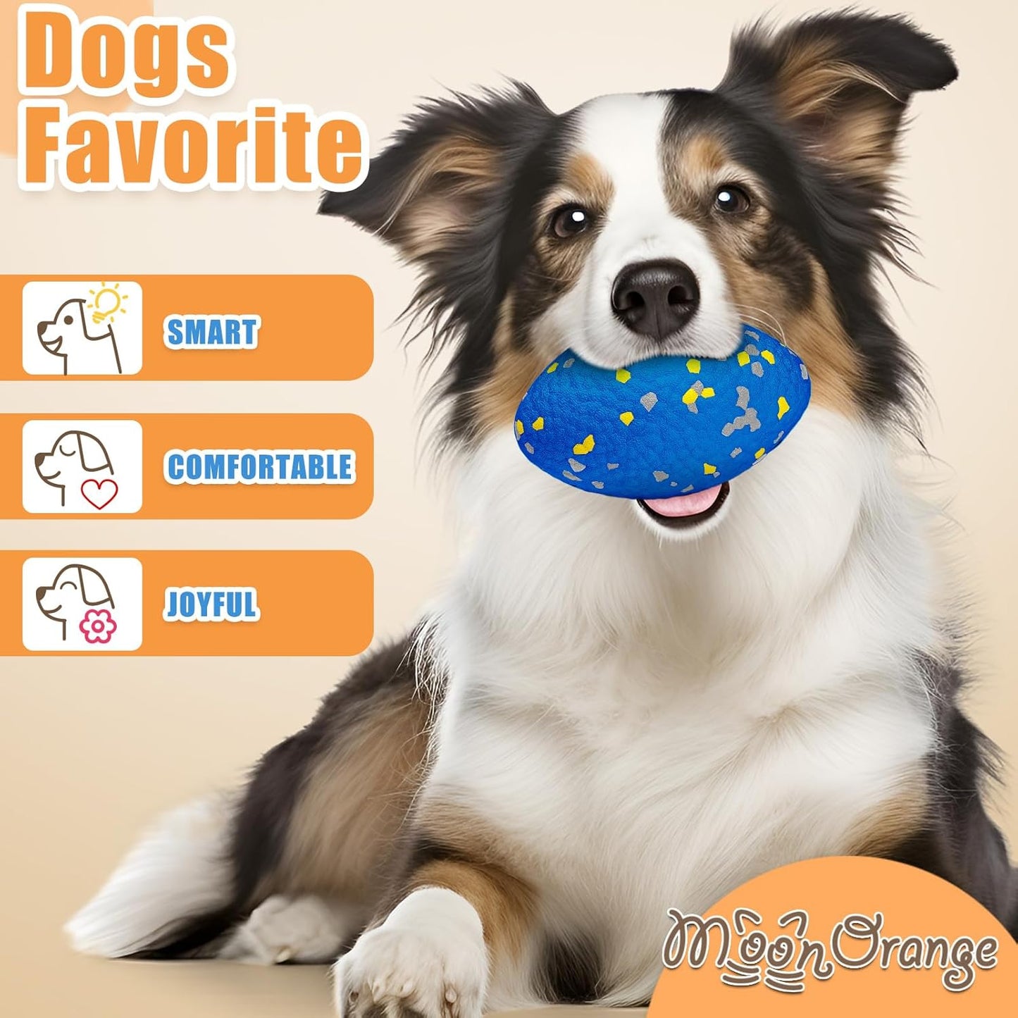 4.72" Indestructible Large Rugby Balls for Aggressive Chewers Durable Olive Bouncy Interactive Football Toy for Dogs Fetch Game Lightweight Floating Outdoor Training, Blue