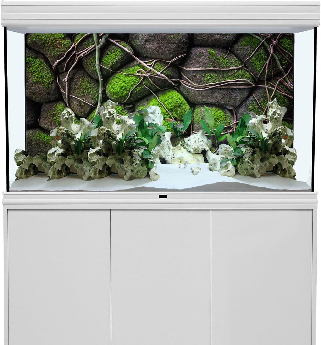 AWERT 72x24 inches Stone Aquarium Background Rock Fish Tank Background Rocky Terrarium Background Vinyl