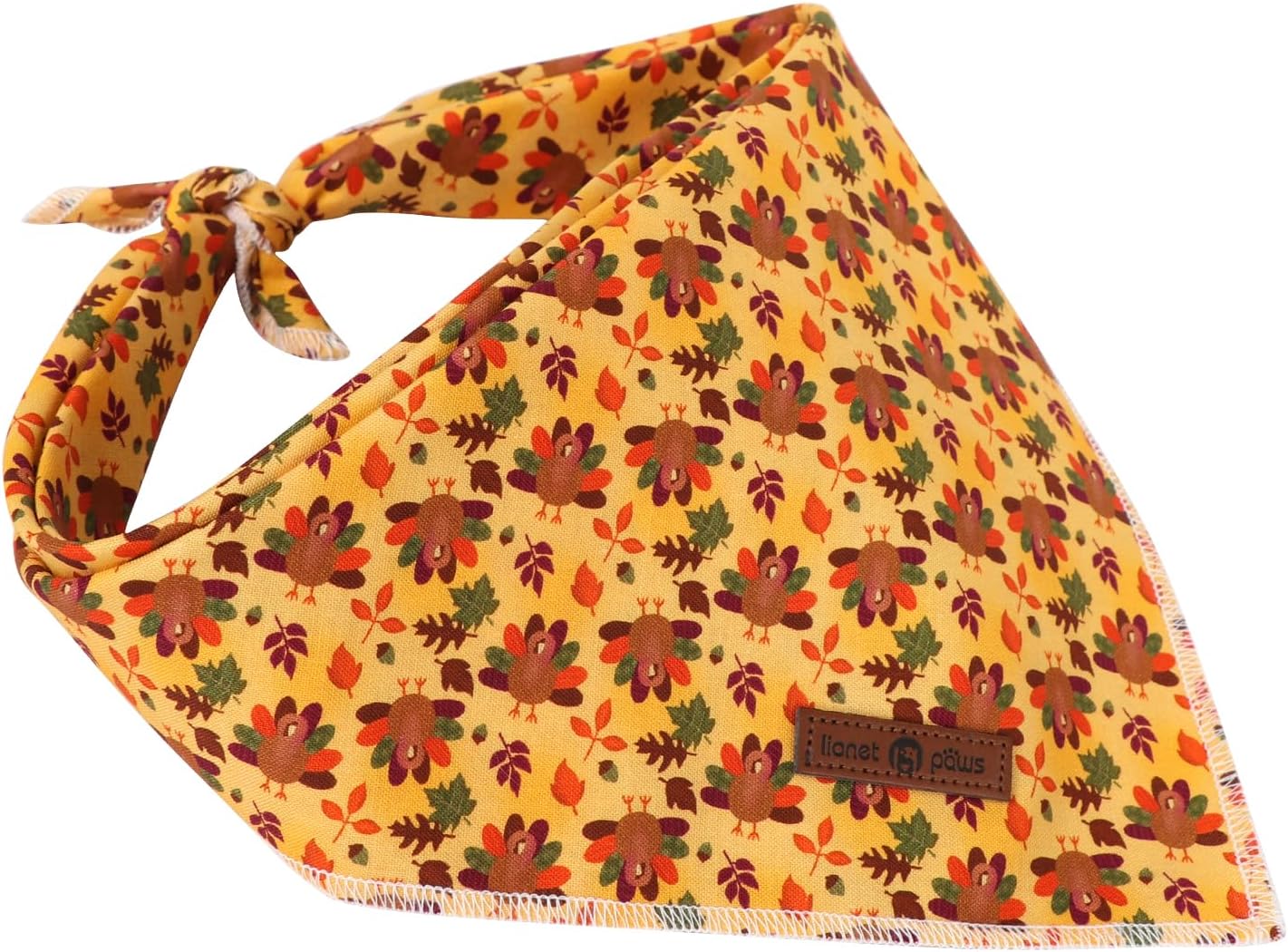 Lionet Paws Thanksgiving Dog Bandana Washable Cotton Handkerchief Scarf Triangle Turkey Bandana for Small Medium Large Dogs Girl Boy Gift