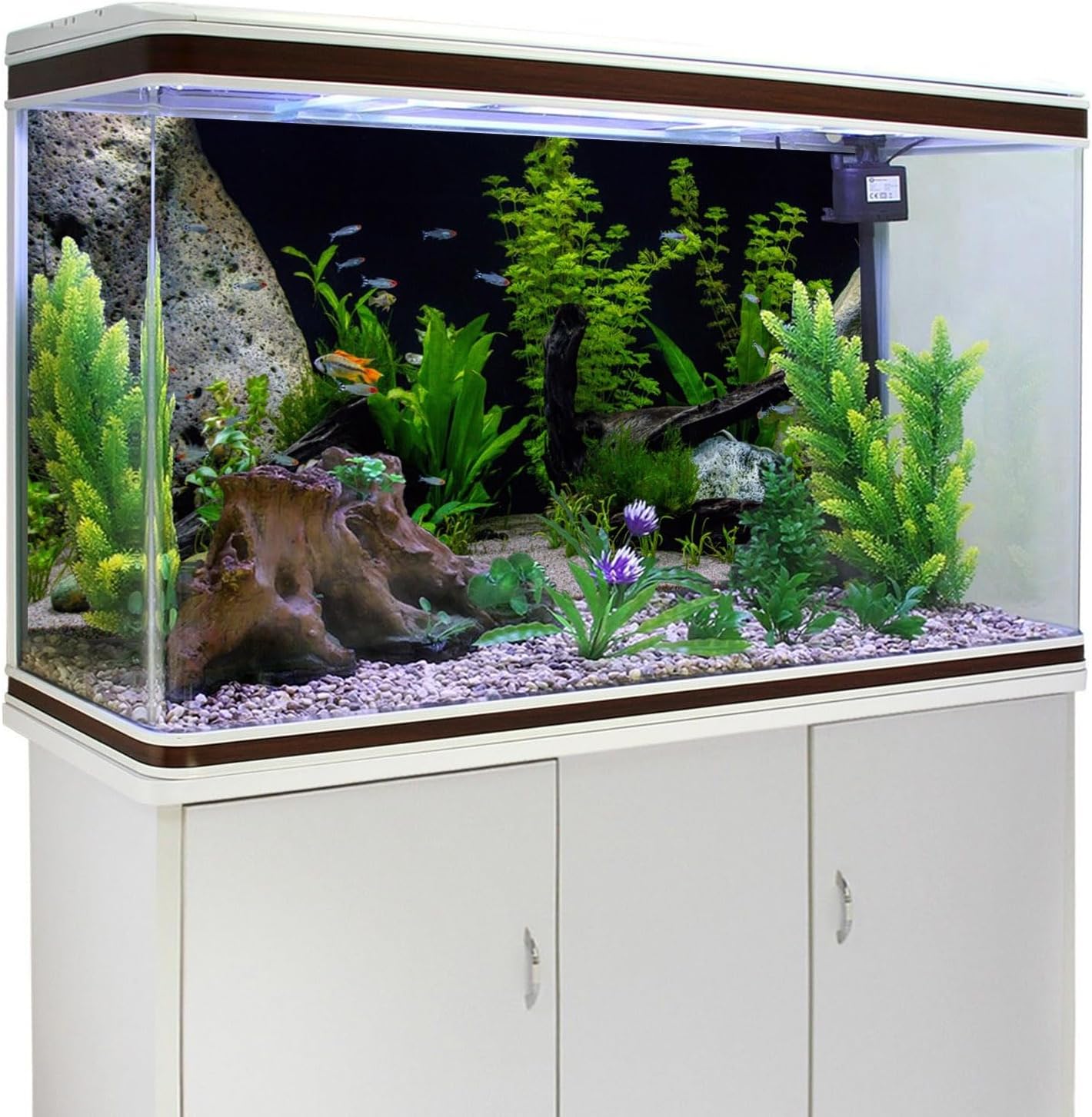 AWERT Vinyl Underwater Aquatic Plant Fish Tank Background Stone River Bed & Lake Aquarium Background 72x24 inches