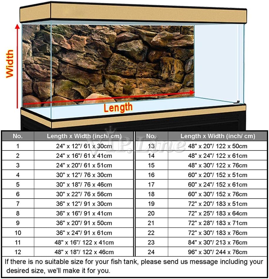 Rock Wall Aquarium Background Poster PVC Fish Tank Decor Landscape 24 36 48 72 (36" x 24"/ 91 x 61cm)