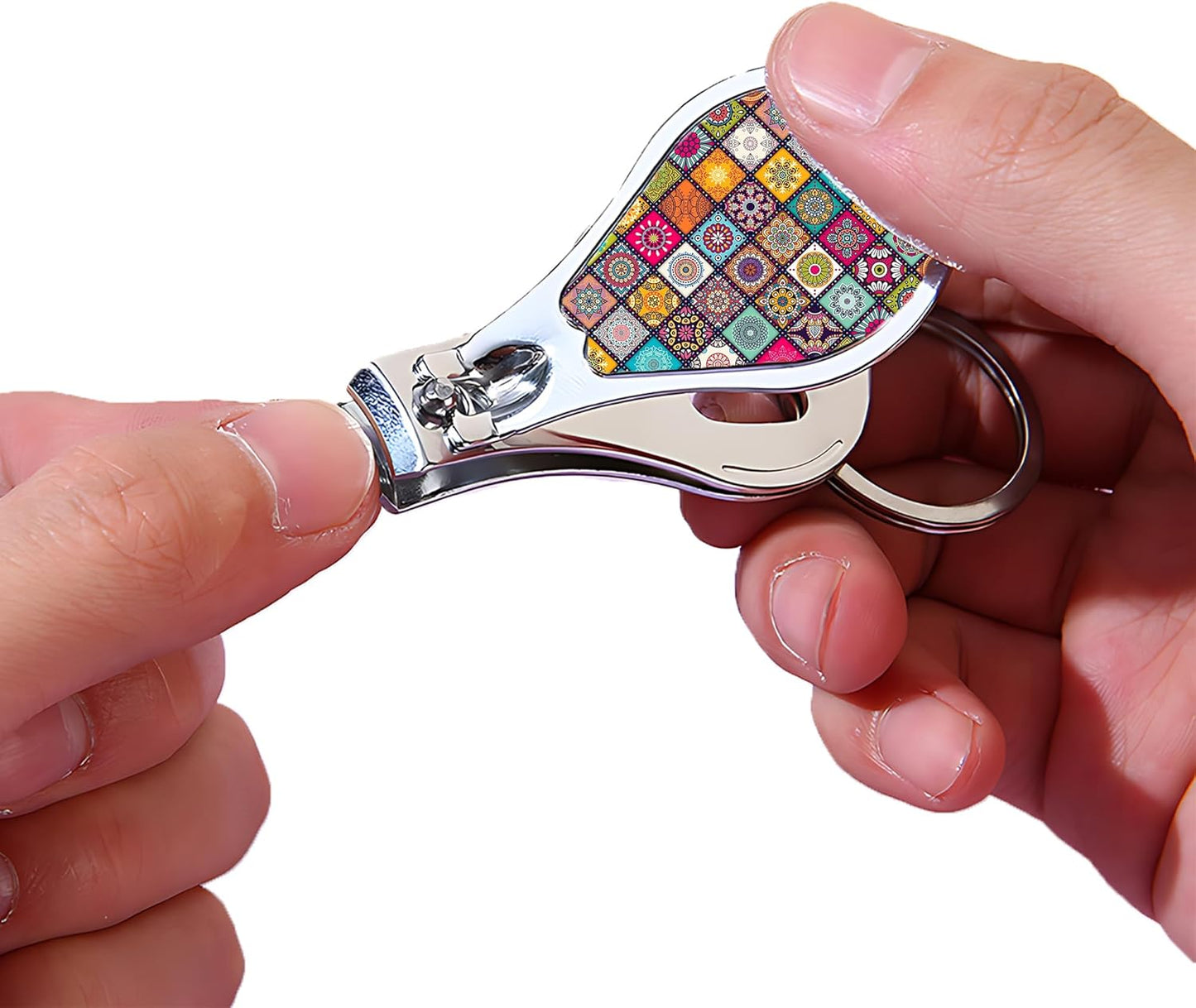 Nail Clippers with Key Chain Cute Stainless Steel Nail Cutter with File Professional Toenail Clipper for Men Multifunction Toenail Clipper 2 Pack Nique Cutter for Adult(Mandala)