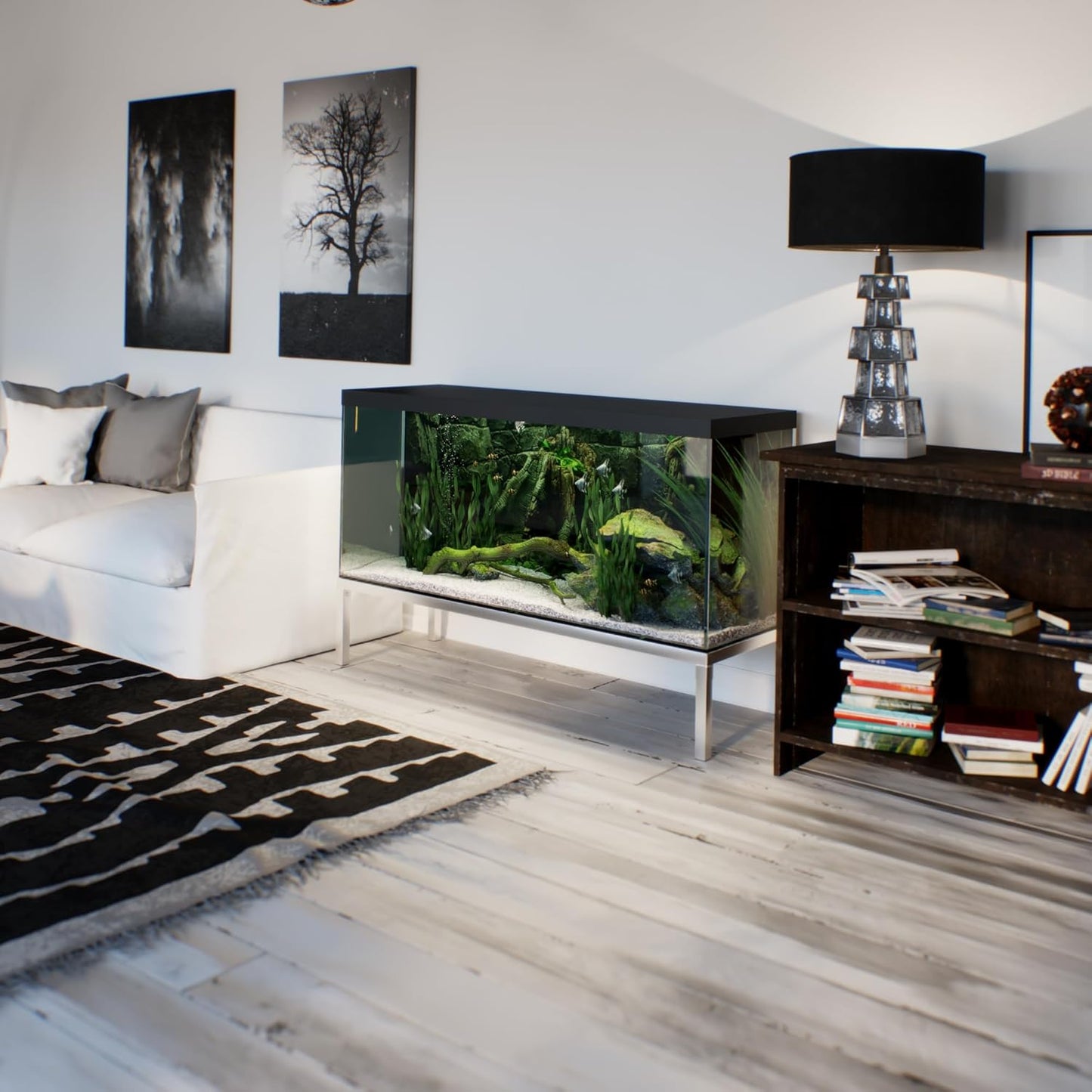 20 in X 60 in. Aquarium Stand | Industrial Style Aluminum Fish Tank Base with Open Frame Design