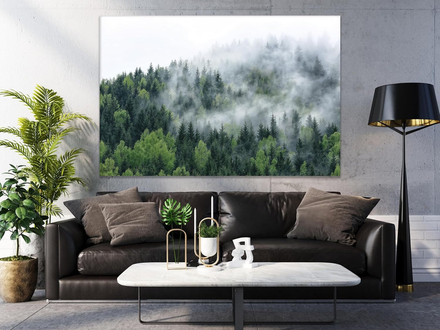 Nature Wall Art Prints - Ocean Forest Mountain Lake Canvas Landscapes - Small to Extra Large Living Room Bedroom Kitchen Bathroom Décor (Pine Trees in Fog, 16L" x 24W")