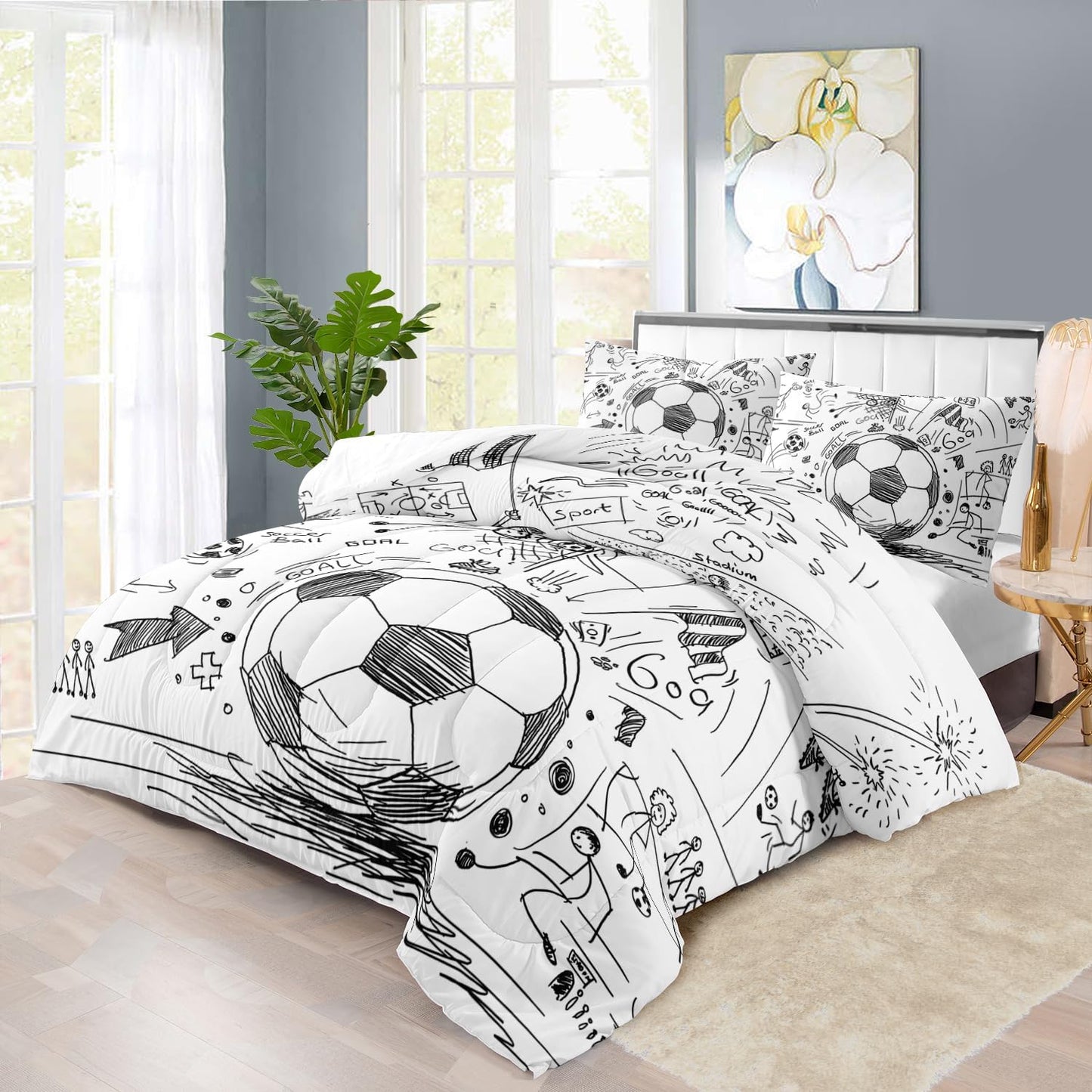 Football Sports Comforter Sets for Boys Twin,Soccer Comforter Sport Bedding for Boys Room,Gaming Bed Soccer Bedding Twin Set,Games Quilt Bedroom Bed Decor Kids and Teen
