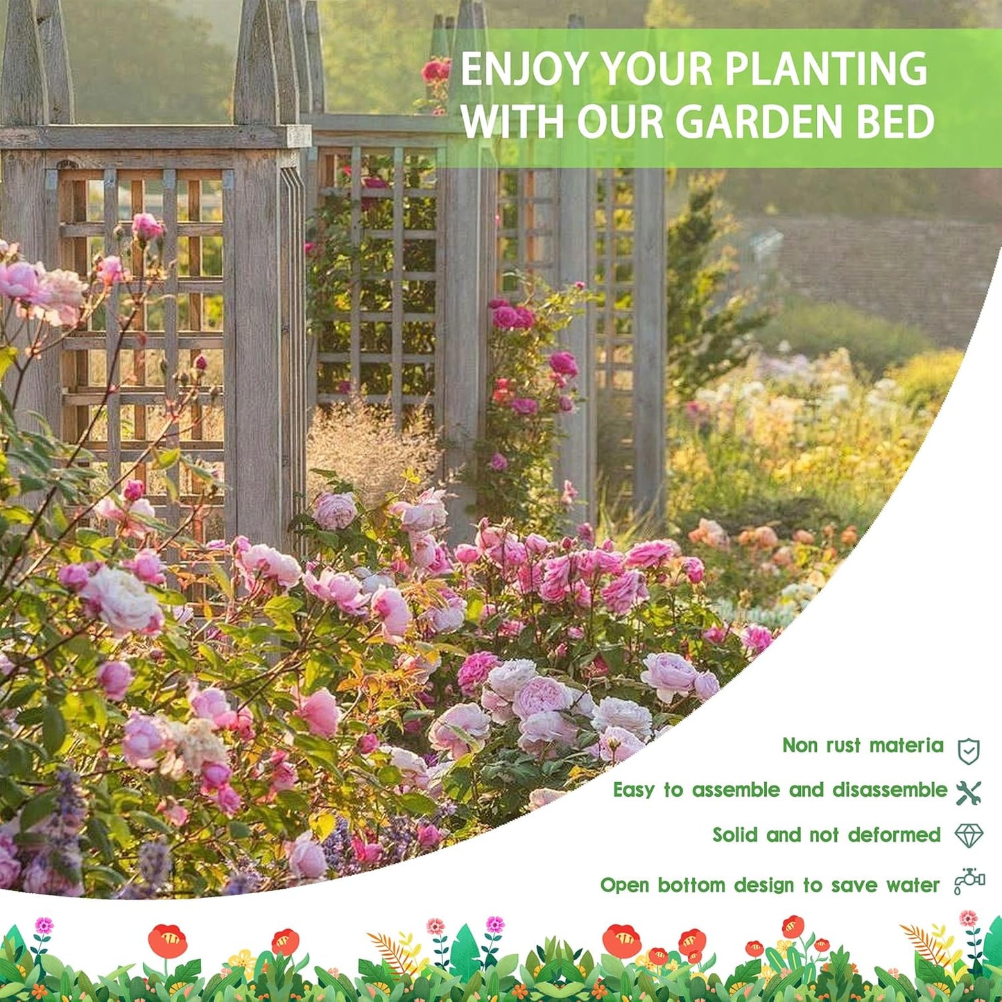 EKX 4x2x2FT Galvanized Raised Garden Bed, Raised Garden Bed Kit-Metal Planter Box Outdoor,Planting for Vegetables, Fruits,Herbs, Flowers-Slive