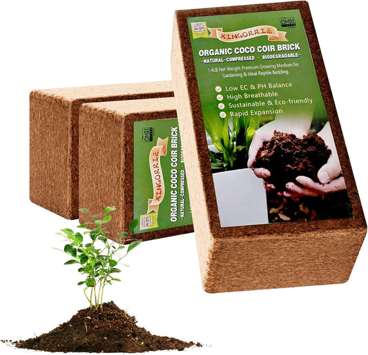 Coco Coir Brick for Plants- 3 Pack,1.4lbs 100% Organic Coconut Coir Soil Neutral pH, for Plant Growth and Root Developmentfor Growing Vegetables & Ideal Reptile Bedding (3)