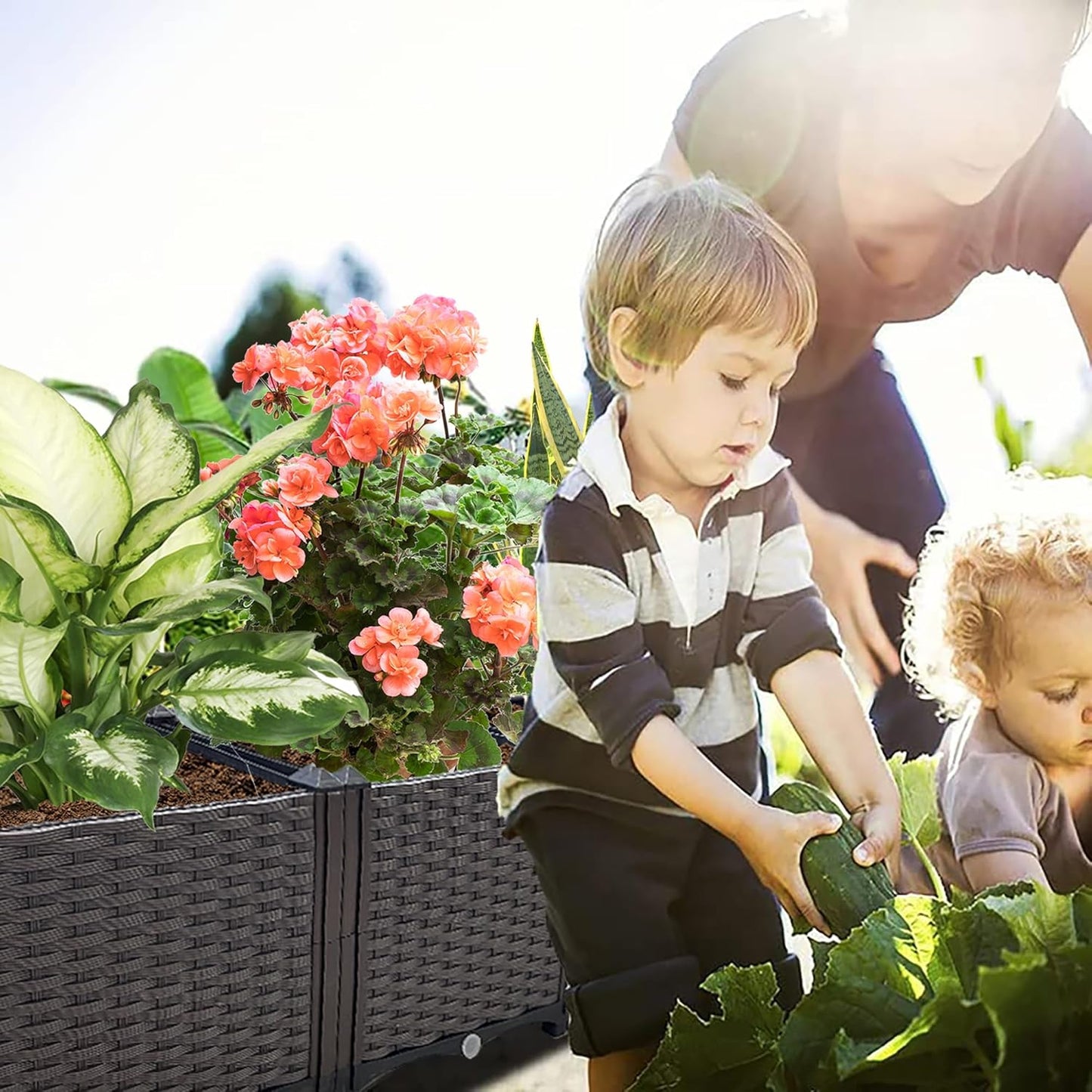 Raised Garden Bed Large Planters for Outdoor Plants Deepened Plant pots Planter Box Elevated Garden Patio Balcony Deck to Planting Flowers Vegetables Tomato and Herbs