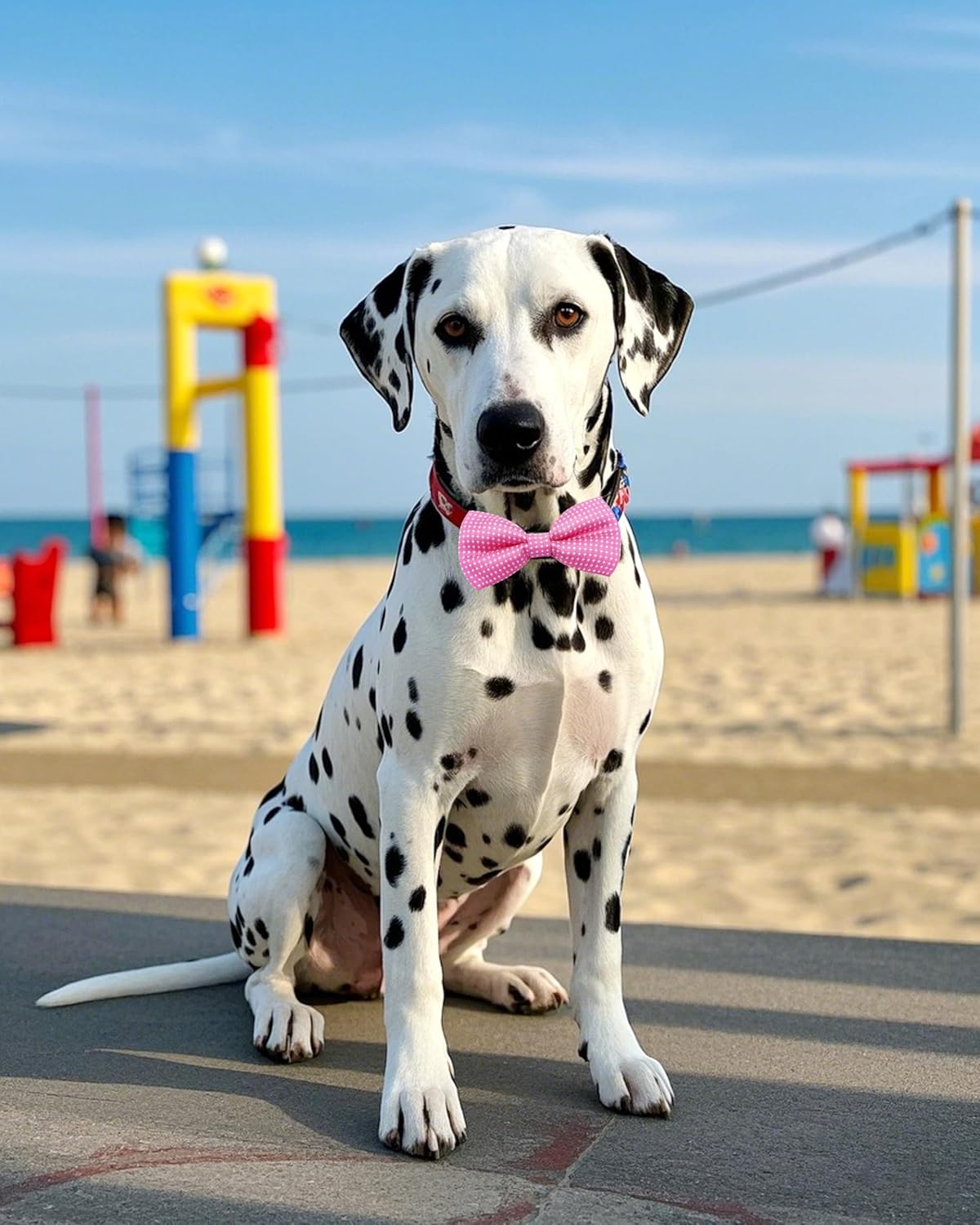 PET SHOW 8 Pack Dot Big Dogs Collar Embellishment Attachment Bow Ties for Medium Large Dogs Collar Charms Accessories Slides Bowties for Birthday Wedding Parties Assorted