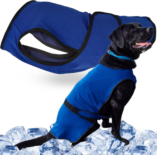 Dog Cooling Vest – Lightweight Summer Jacket for Dogs with Zip Neck & Velcro – Easy On/Off Cooling Coat for Walks, Travel & Outdoors