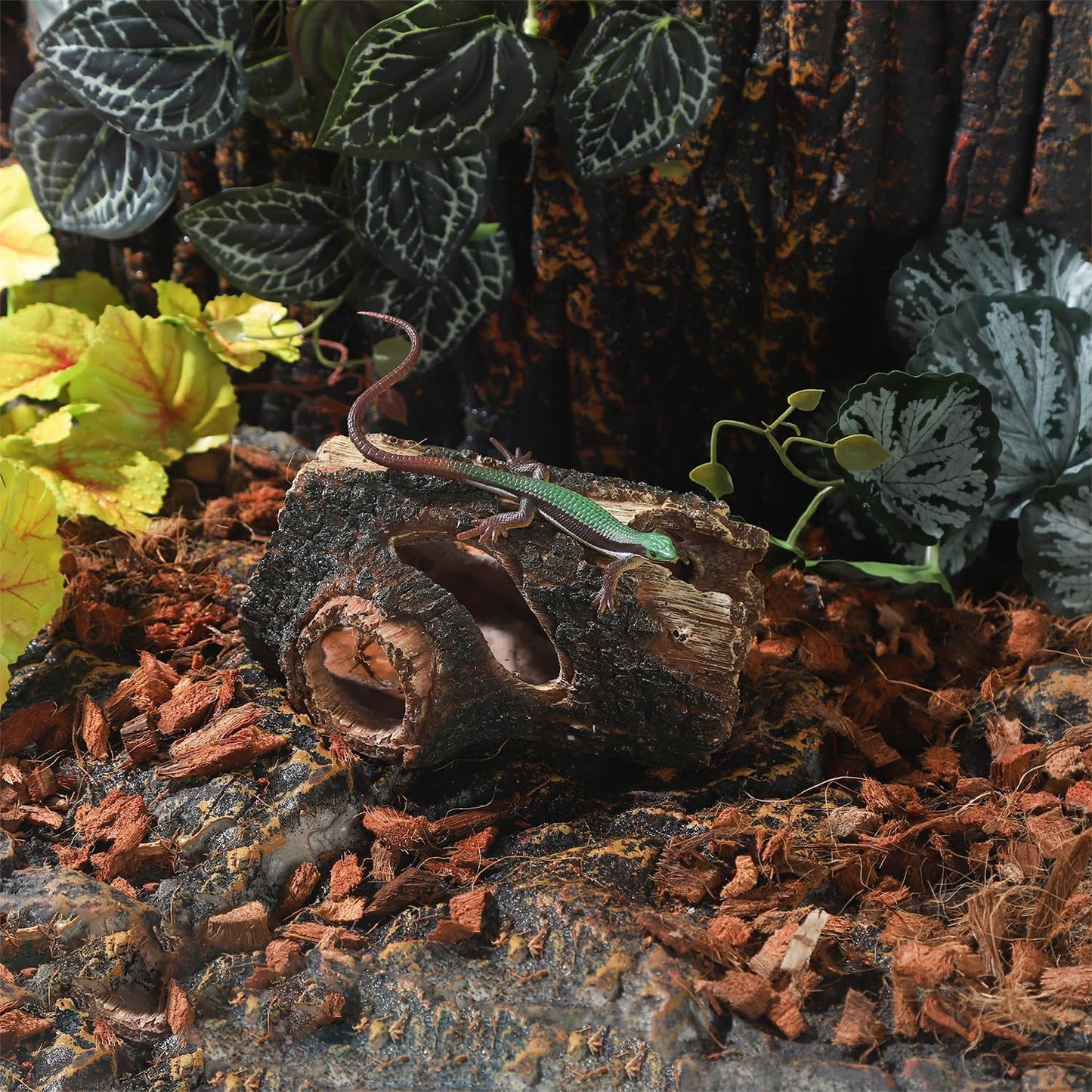 IBWell Aquarium Wood Fish Tank Decorations，Resin Fake Logs Terrarium DÉCor, Reptile Hide Aquarium Hideout for Fish Cave, Small Turtles, to 20 Gallon Tank