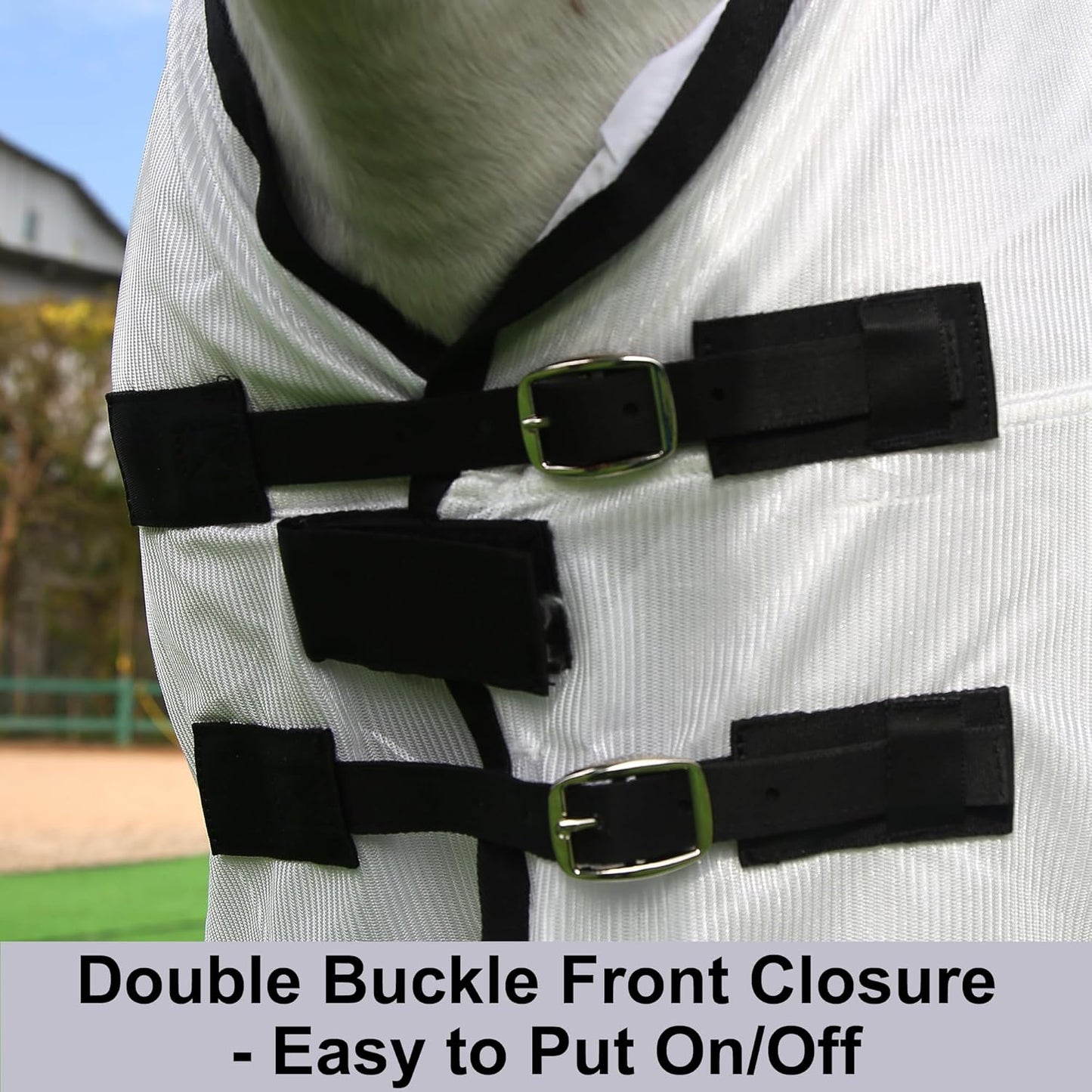 Horse Fly Sheet Equine Summer Sheets, Comfy Mesh Bug and Mosquito Protection Standard Neck - White 72"