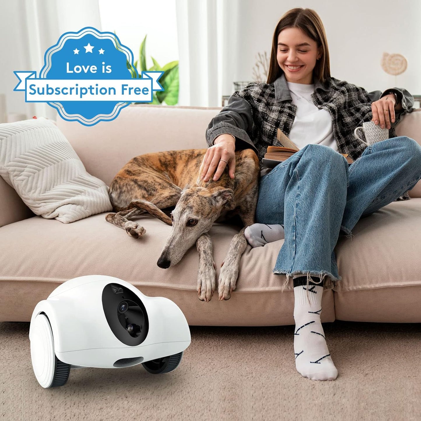 Pet Cameras with Phone App 15 Days Long Standby Pet Robot for Dog Treat Dispenser Feeder 1080P Full HD Dog Robot Camera 360°Move Freely 2-Way Audio (2.4G WiFi ONLY, No Bluetooth)