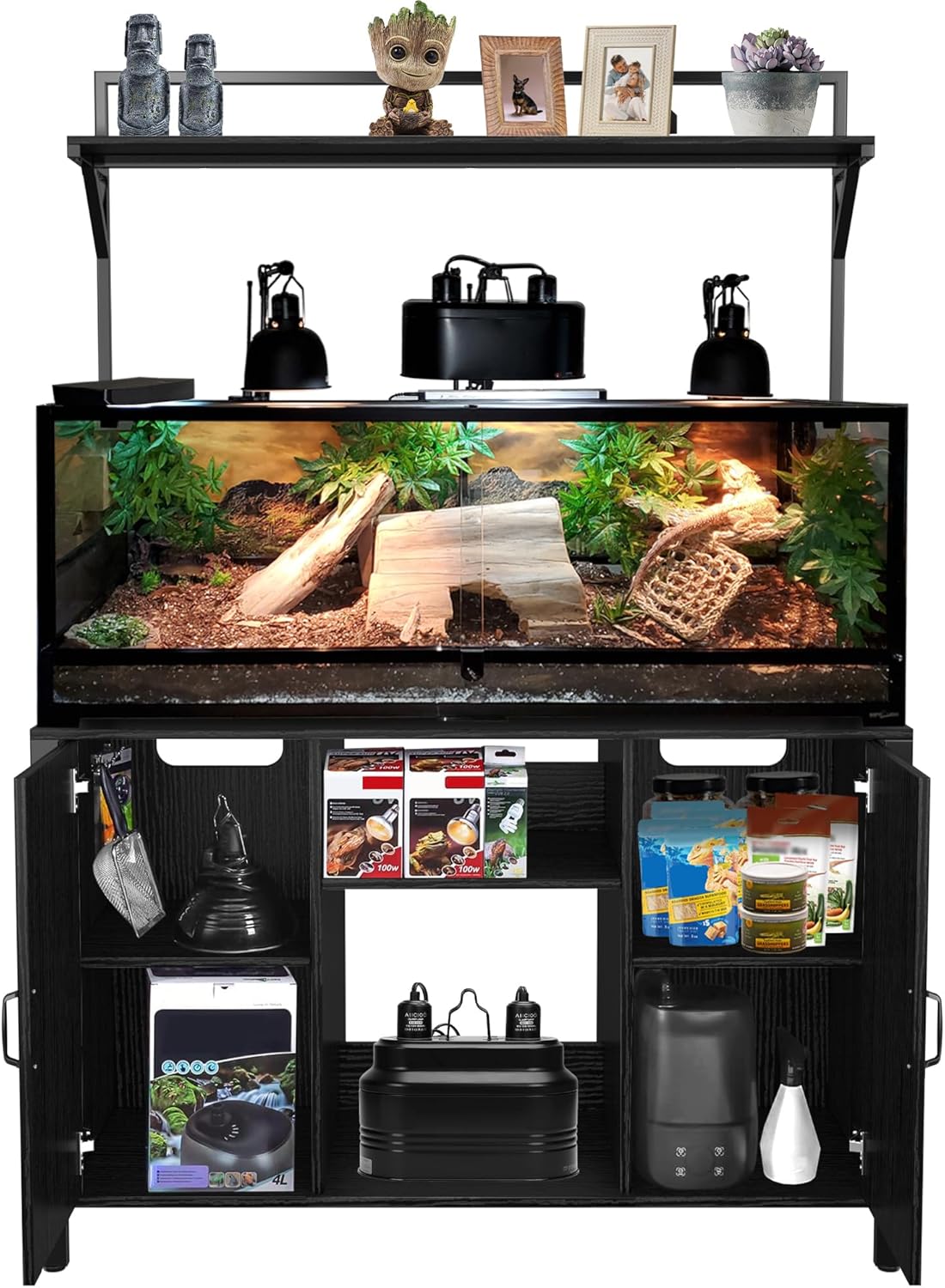 GDLF Reptile Tank Stand Terrarium Stand with Cabinet for Accessories Storage 48" X 24" Tabletop Fits up to 120 Gallon Bearded Dragon, Reptile Terrarium,Turtle Tank