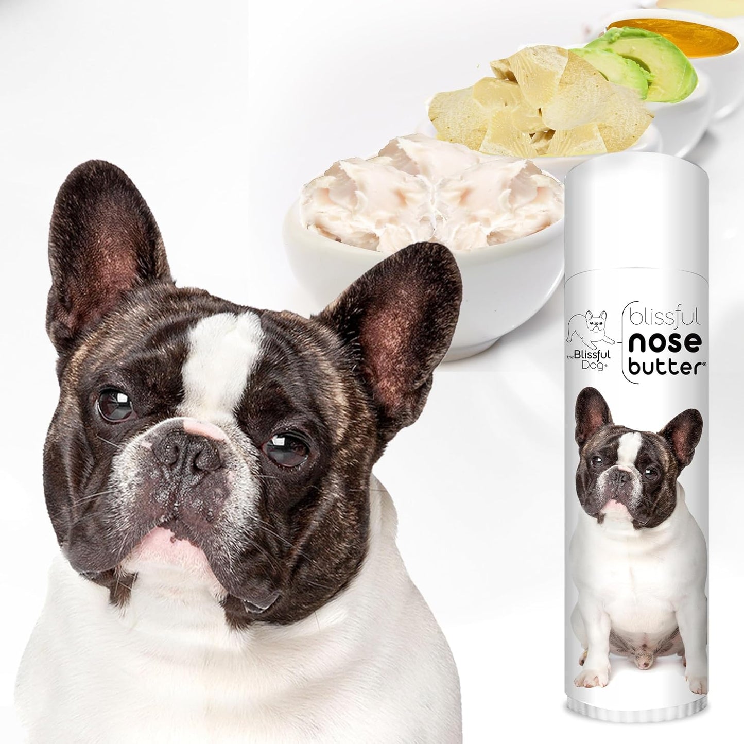 The Blissful Dog French Bulldog Pied Nose Butter for Dry, Cracked Skin, Lick-Safe Dog Nose Balm with Moisturizing Shea Butter, Almond, Olive, and Essential Oils, Pet Supplies, Uncented, 0.50 oz.