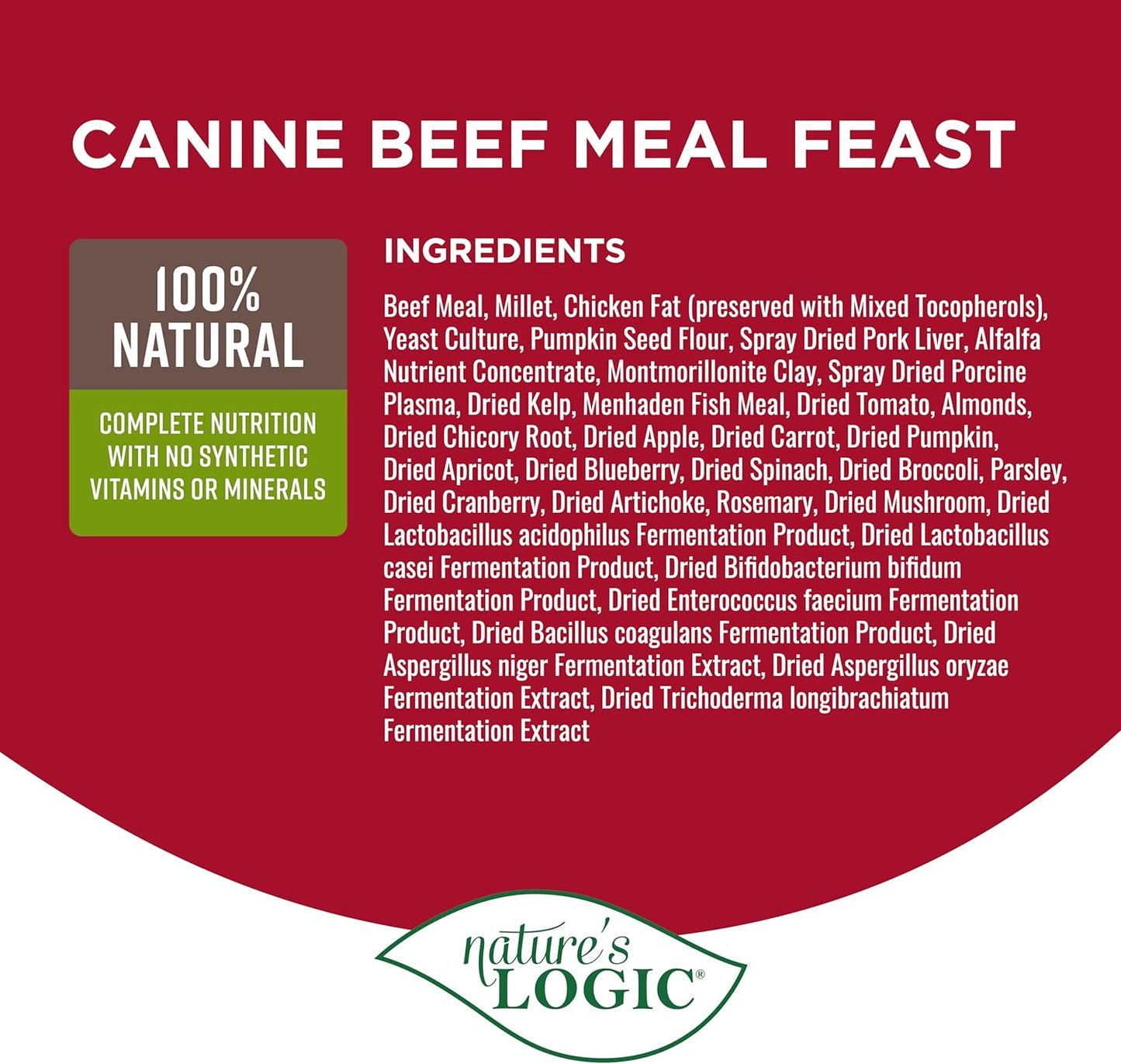 Nature's Logic Dry Dog Food - 100% Natural - No Synthetics - For All Ages, Sizes, Breeds - Free From Common Allergens, High Protein - Beef Meal Feast, 4.4lbs