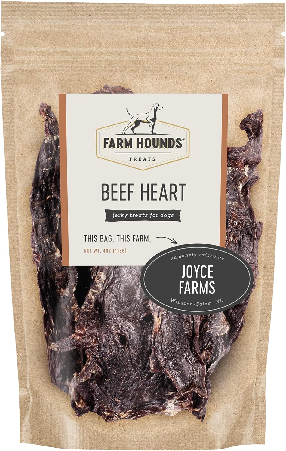 Farm Hounds - Beef Heart - Premium Natural Beef Heart Jerky for Dogs - Made from 100% Humanely Raised Cattle - Organ Treat - Great for Training & Treats - No Added Fillers - Made in USA - 4oz -2 Pack