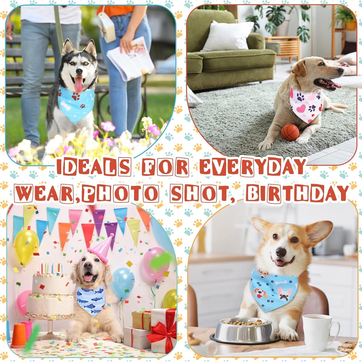 Reginary 72 Packs Dog Bandanas Bulk Triangle Scarf Bibs Adjustable Dog Bibs Bandanas for Pet Costume Accessories