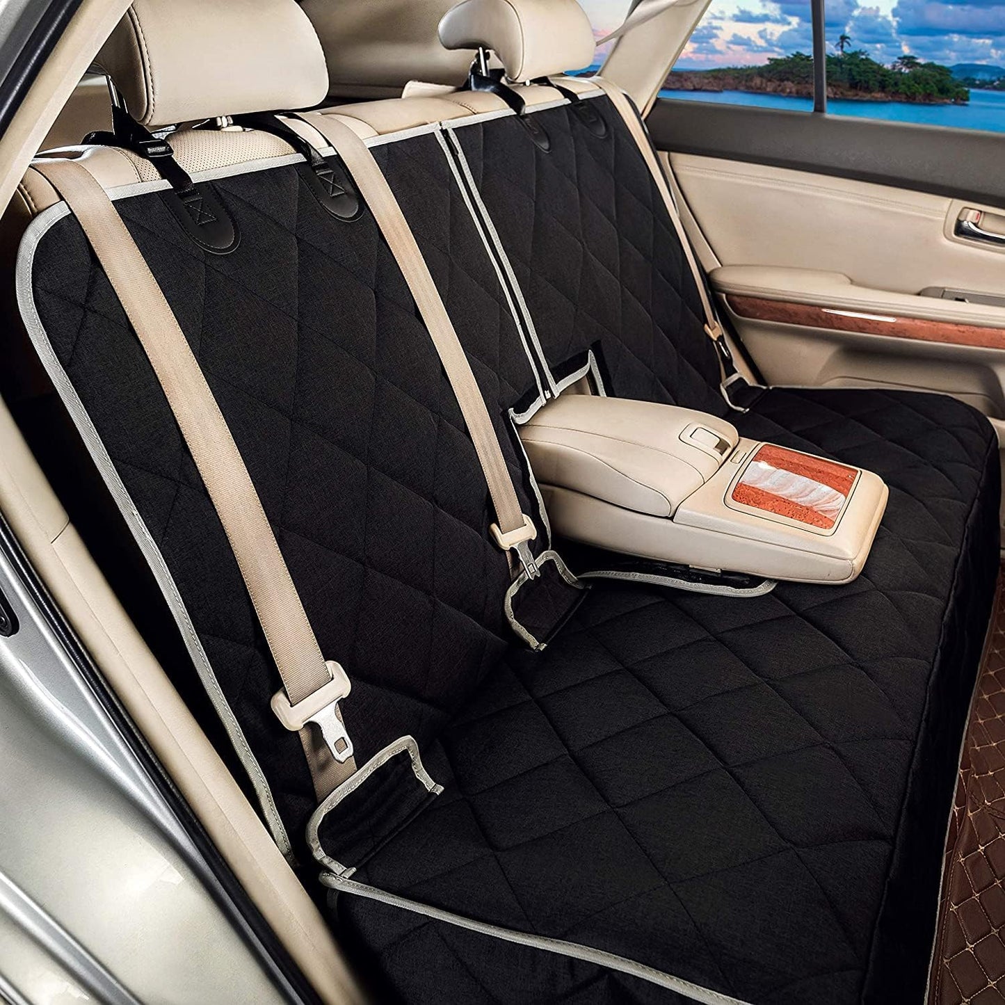 Dog Car Seat Cover Waterproof Dog Seat Cover for Cars Back Seat Heavy-Duty Nonslip Pet Car Seat Cover Protector Armrest Compatible for Trucks Cars & SUVs